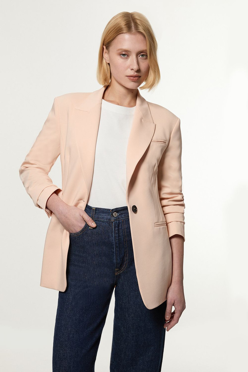 Polished Viscose Tailored Single Breasted Jacket 1