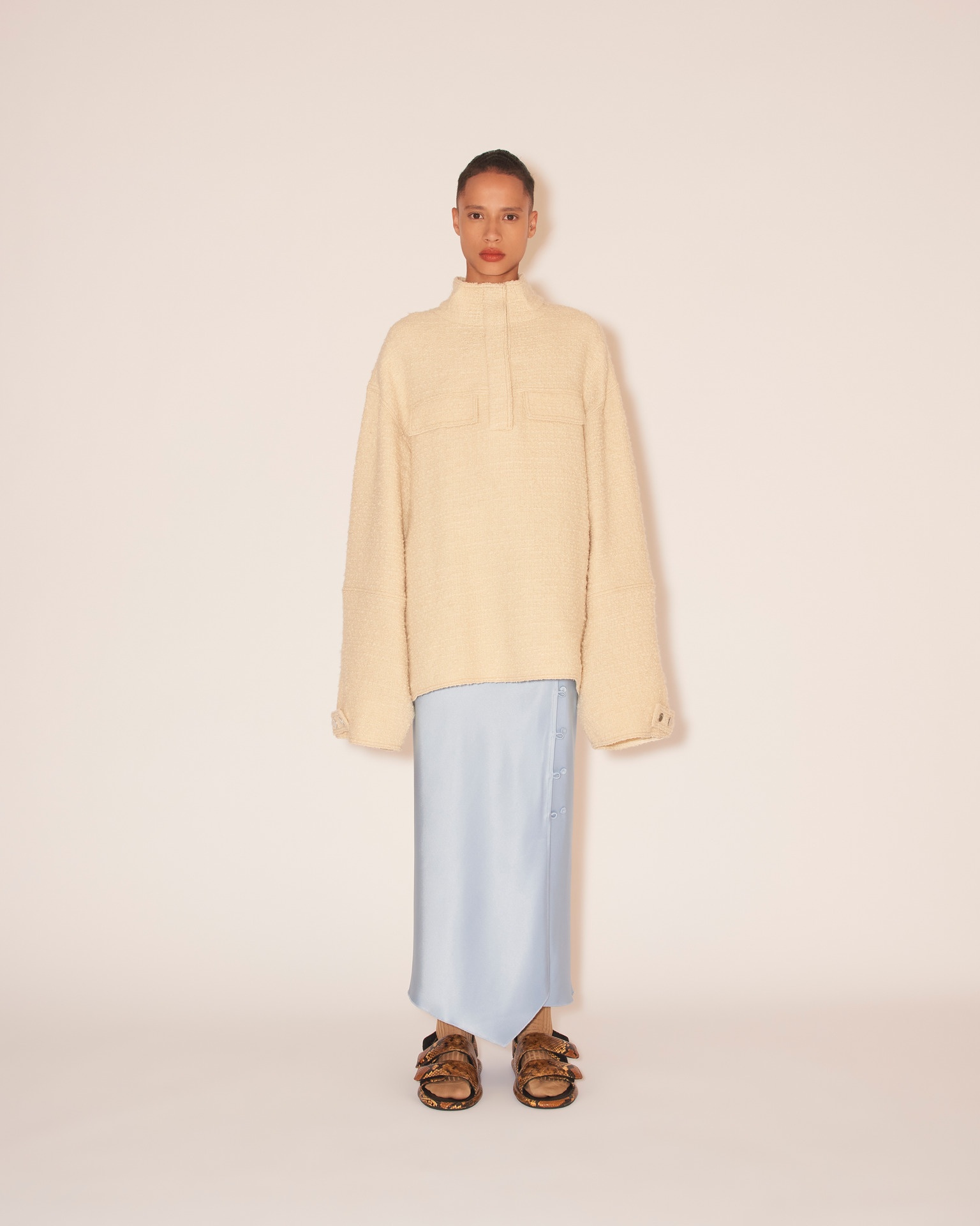TASIA - Funnel neck jacket - Creme - 2