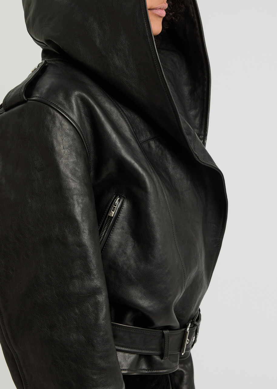 Alaïa Hooded Leather Biker Jacket - 5