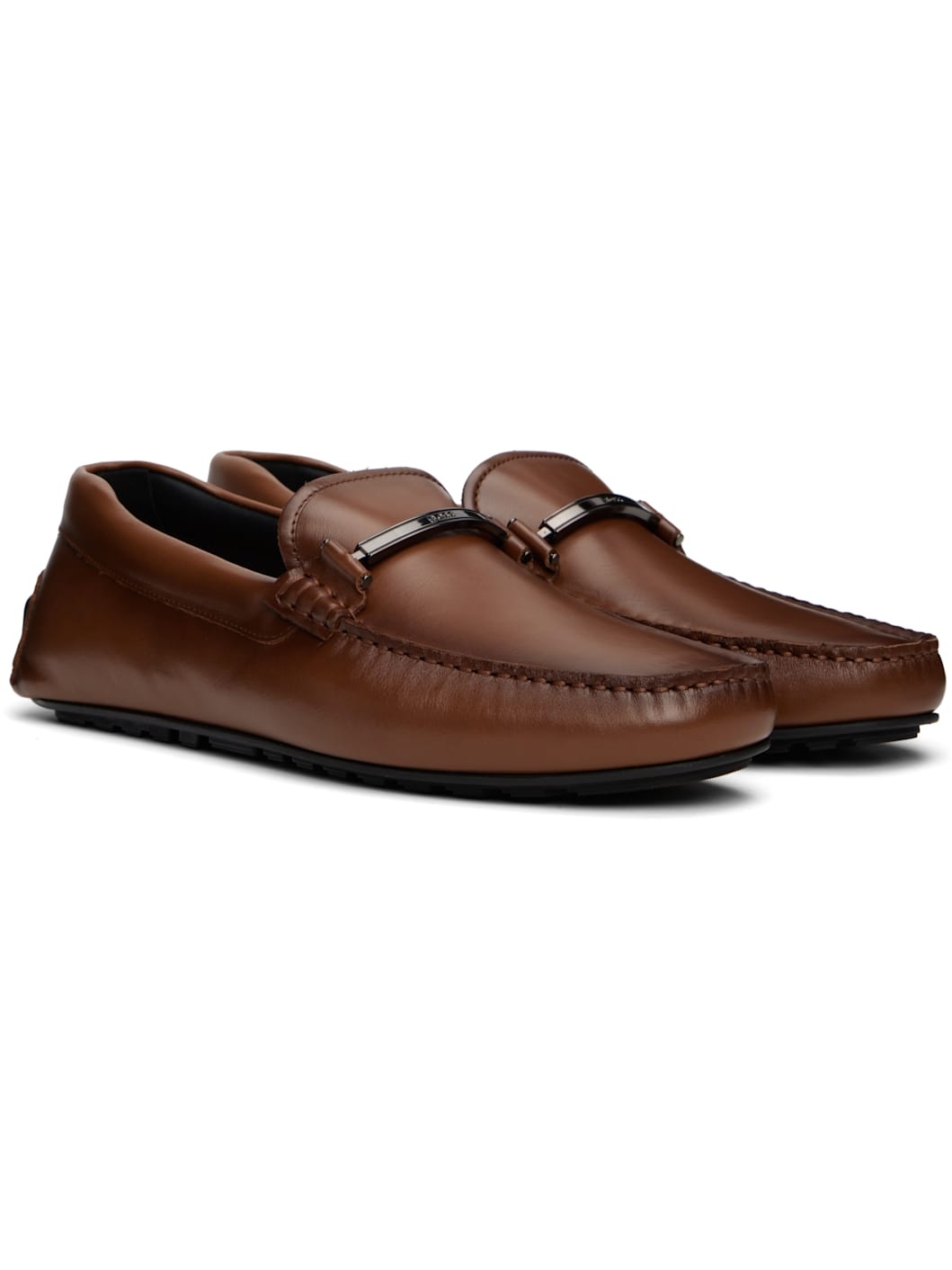 Brown Logo Faux-Leather Loafers - 4