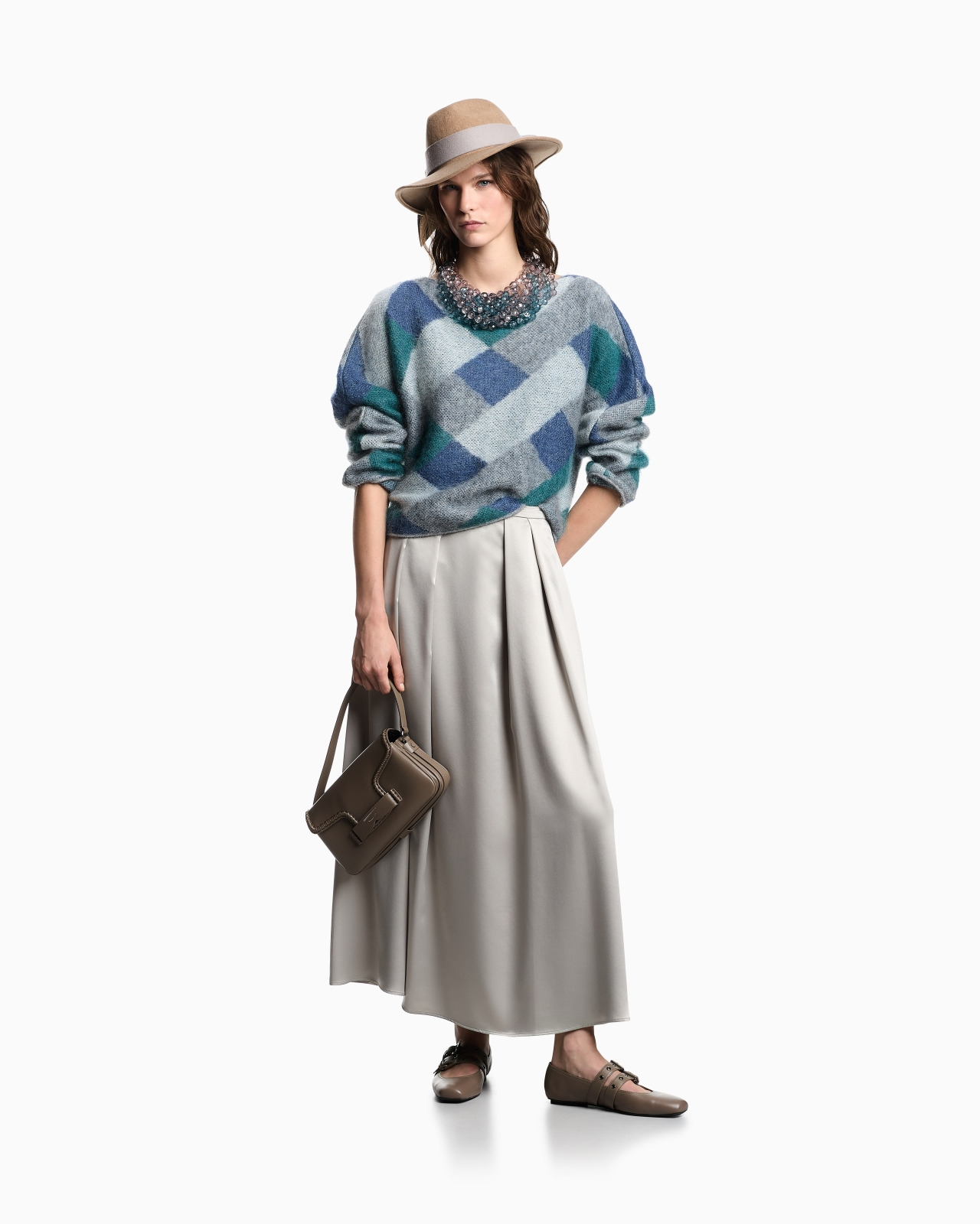 BOAT-NECK JUMPER IN JACQUARD WOOL-MOHAIR BLEND WITH AN ALL-OVER PATTERN - 2