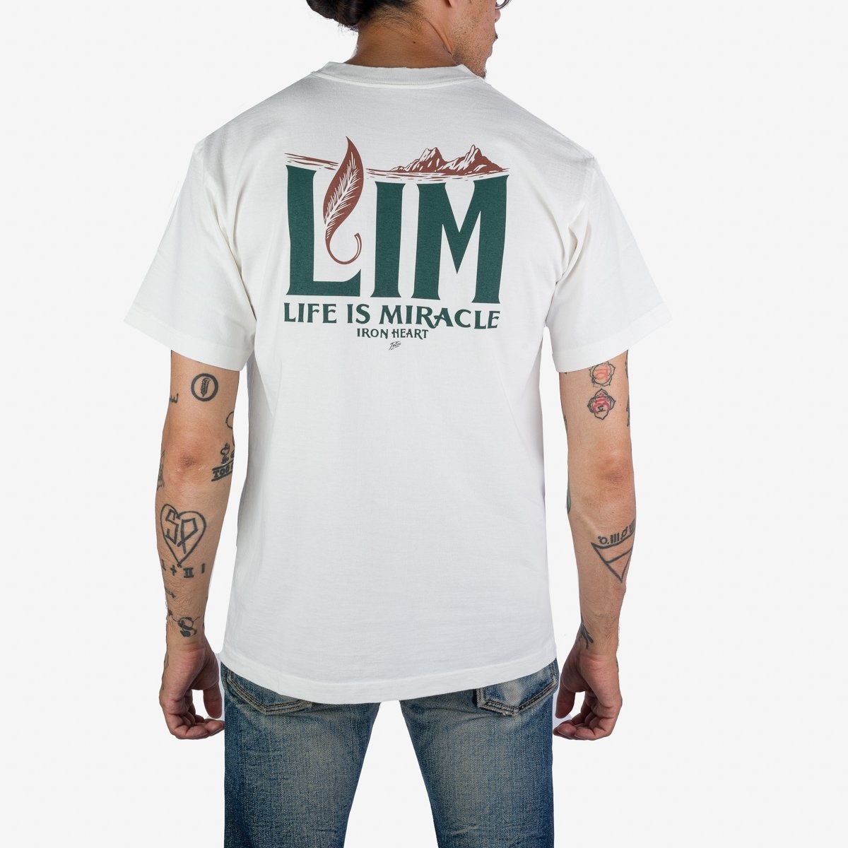 IHPT-2306-WHT 7.5oz Printed Loopwheel Crew Neck T-Shirt - White - 4