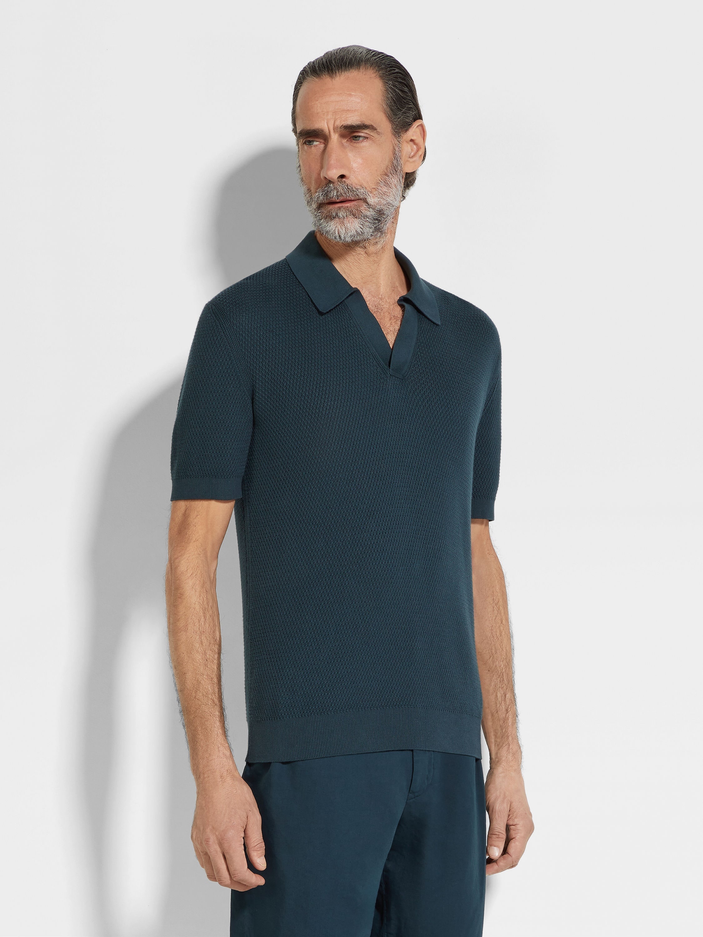DARK TEAL BLUE PREMIUM COTTON POLO SHIRT - 4