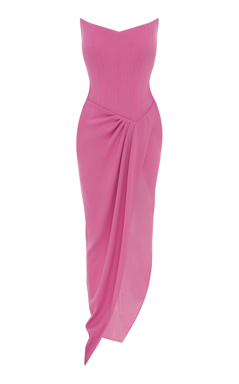 Asymmetric Crepe Corset Gown pink 1