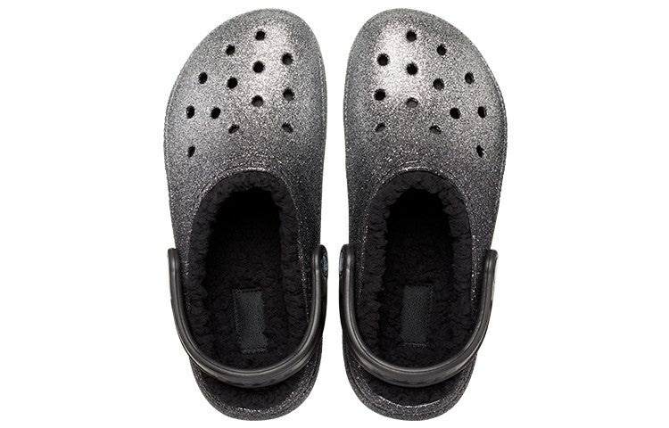 Crocs Classic Glitter Lined Clogs 'Black Silver' 205842-067 - 5