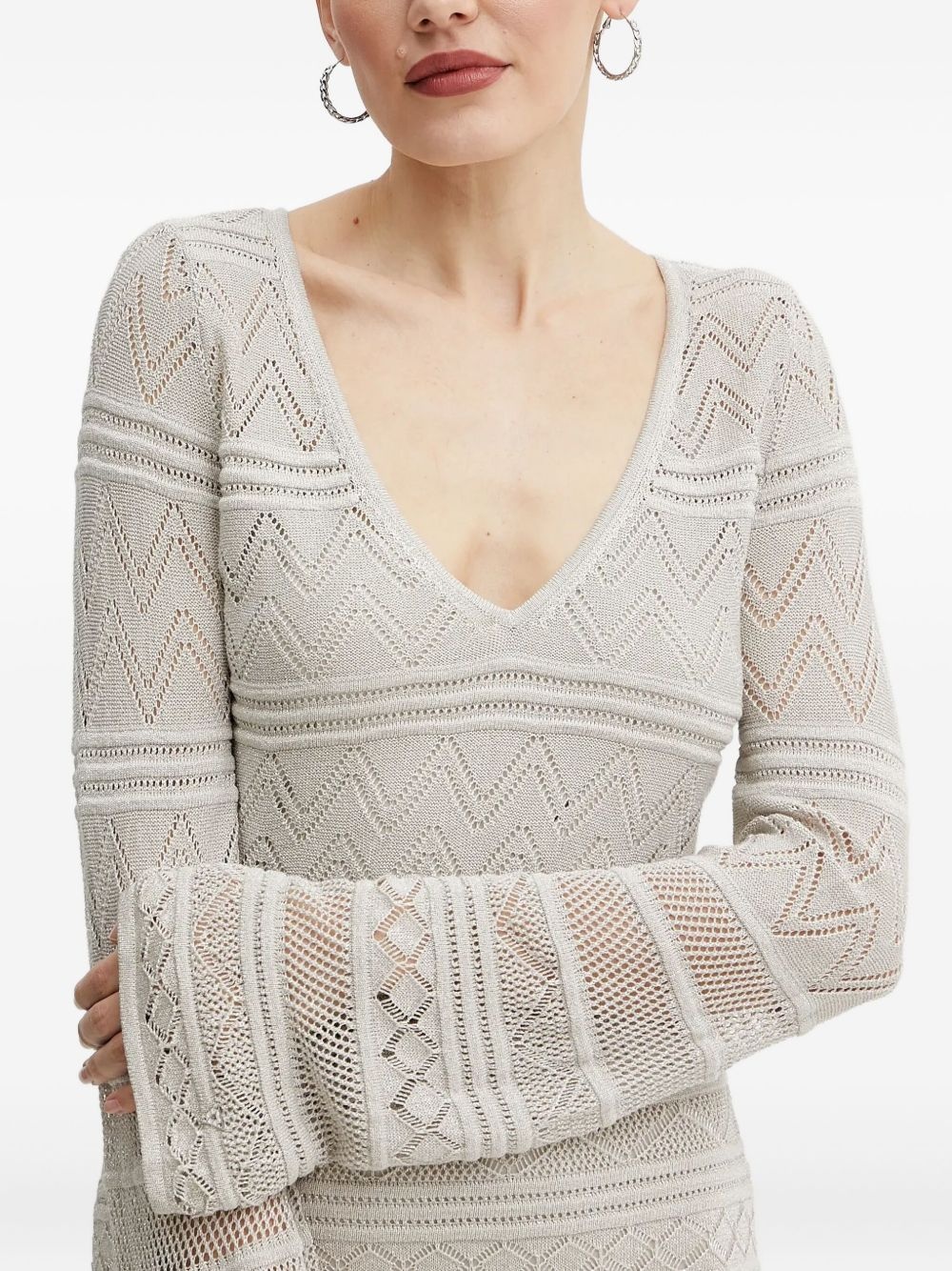 bell-sleeve knitted mini dress - 4