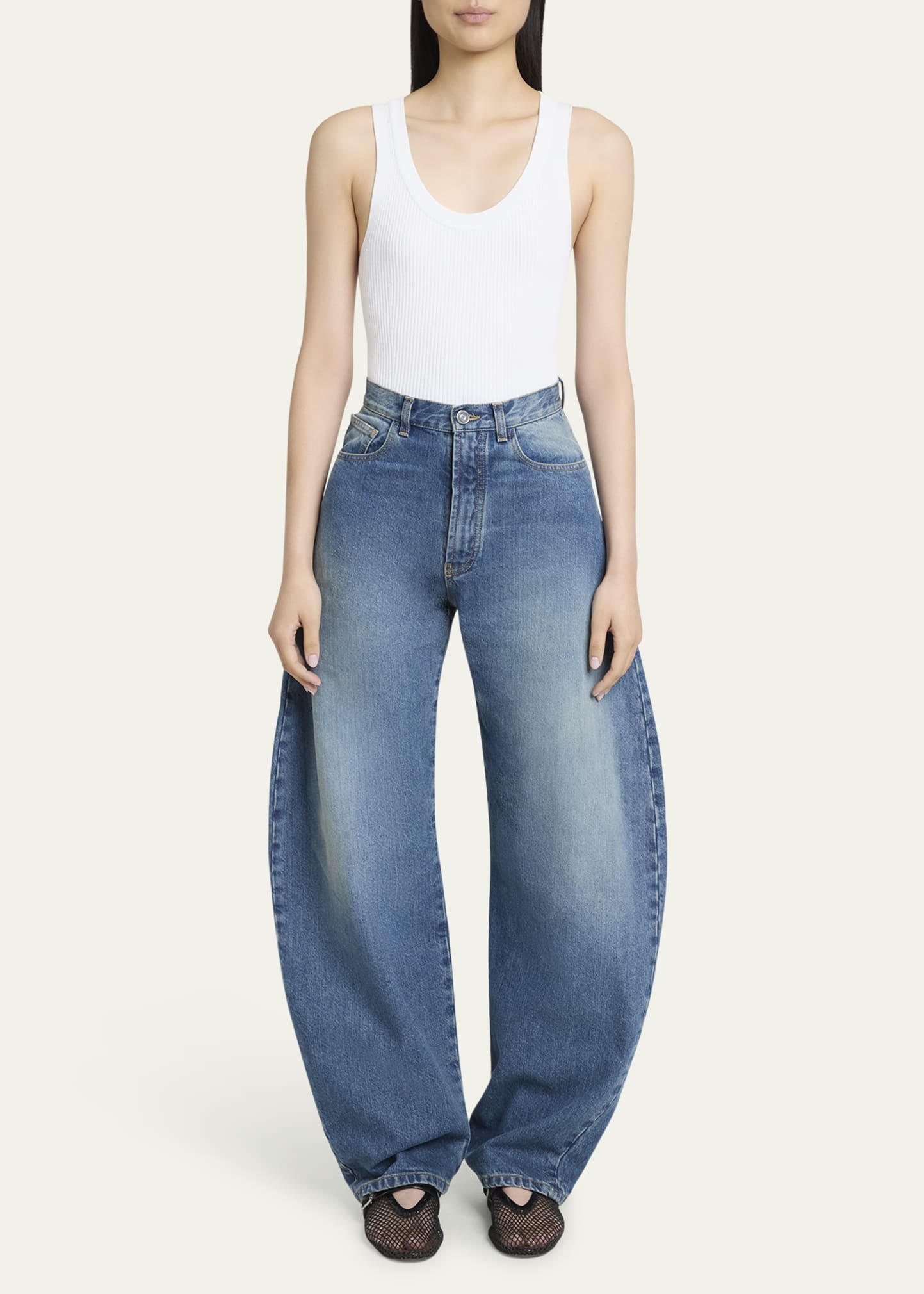 Mid-Rise Wide-Leg Barrel Jeans - 2