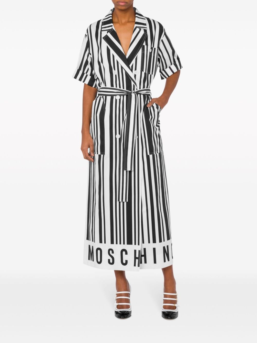 barcode-print cotton dress - 2