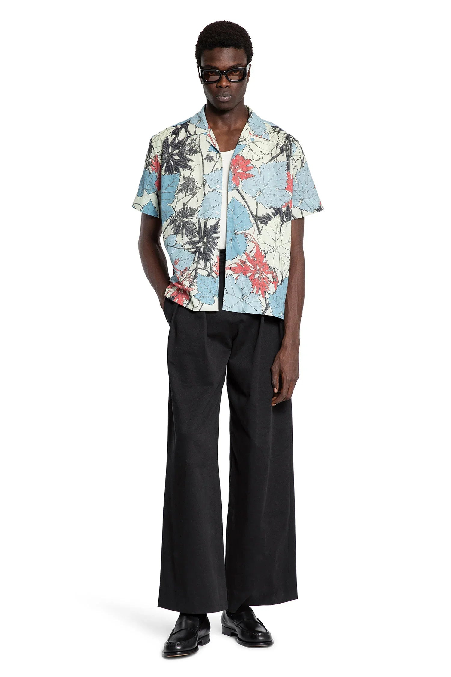 Leaf Print Cotton Poplin Shirt - 4