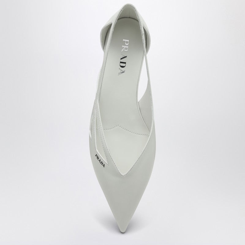 Prada Cut Out White Brushed Leather Ballerina Women - 3