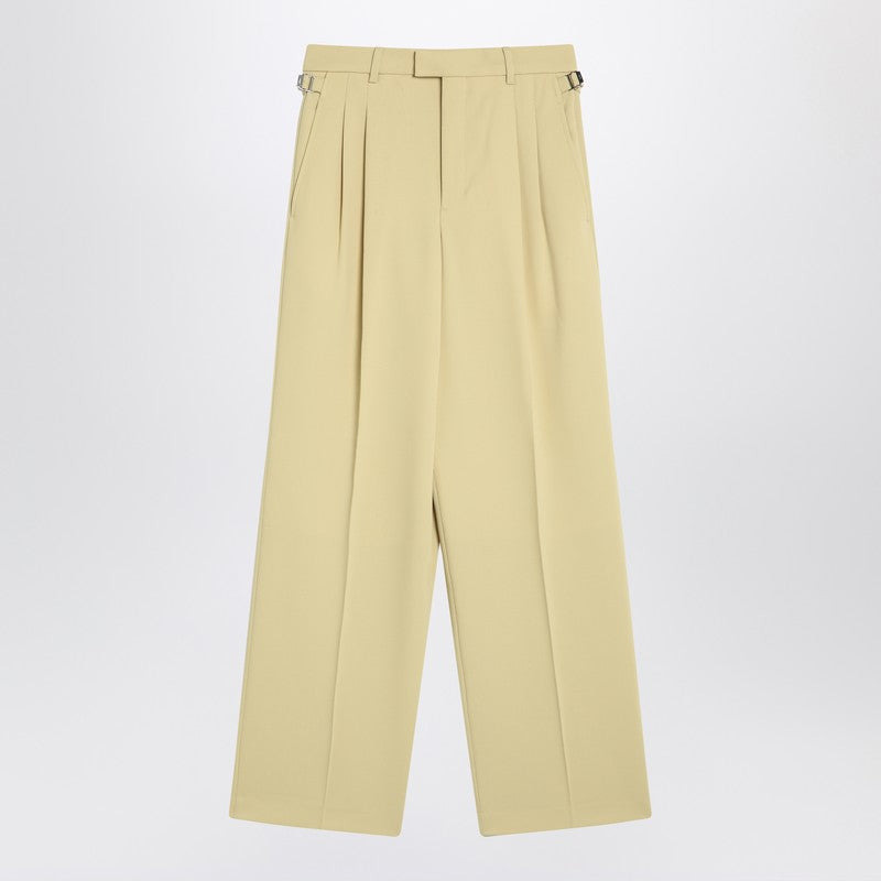Ami Paris Wide lime-coloured wool trousers - 1