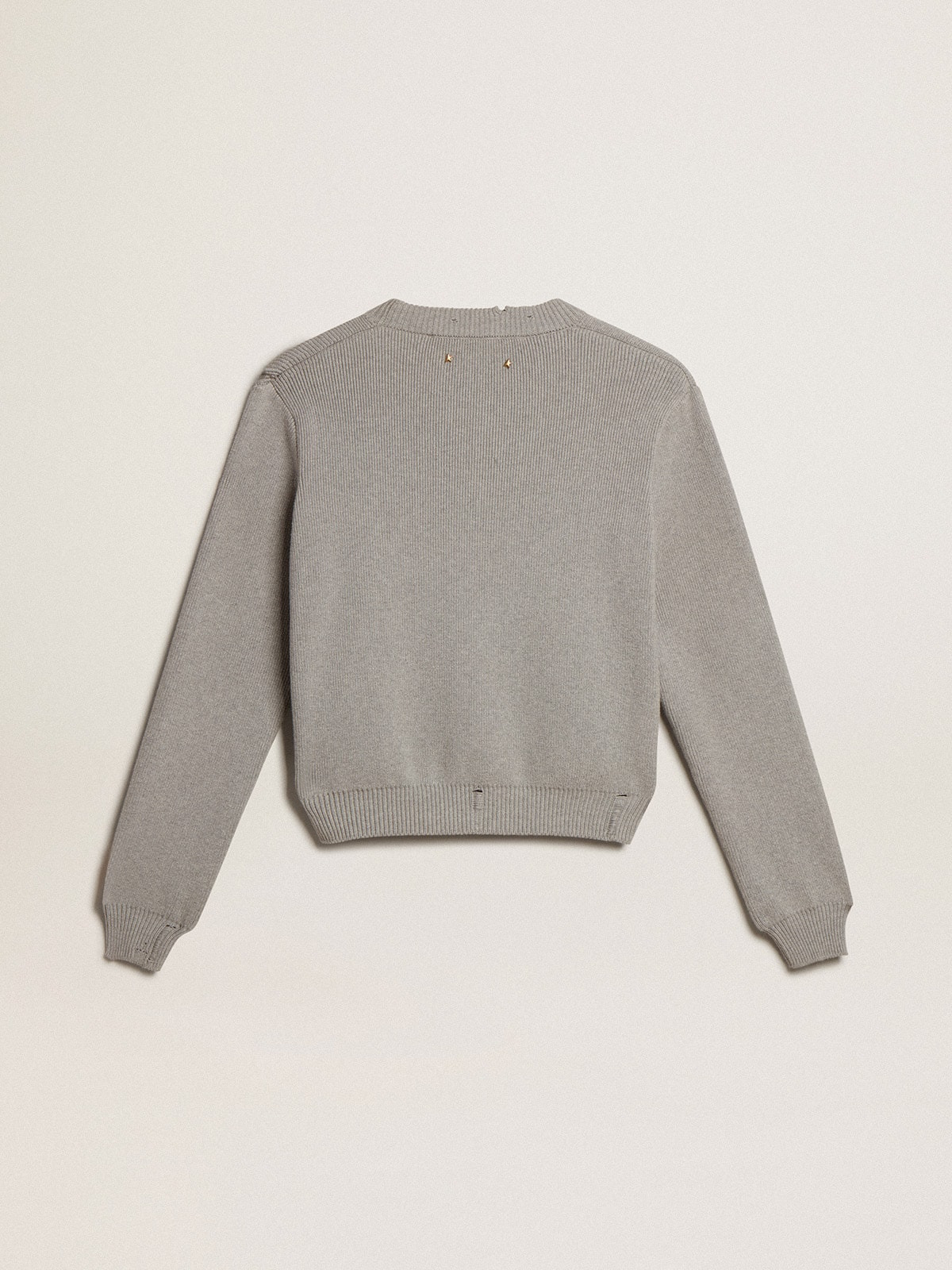 Women's round-neck sweater in gray cotton - 5