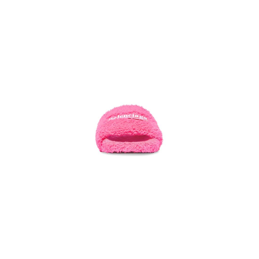 Women's Furry Slide Sandal in Bright Pink - 3