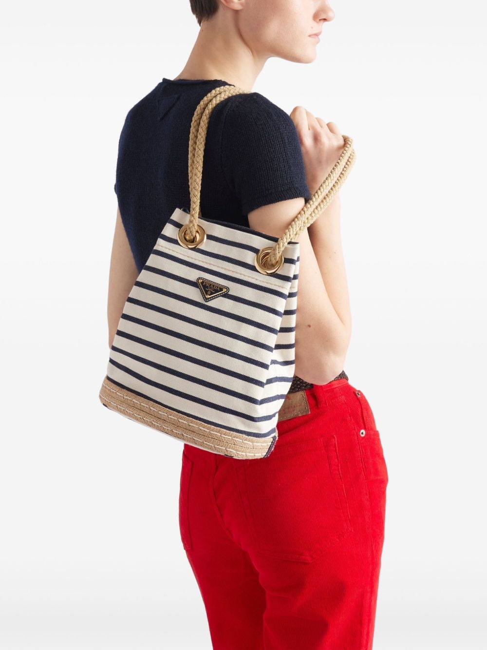 small striped bucket bag - 3