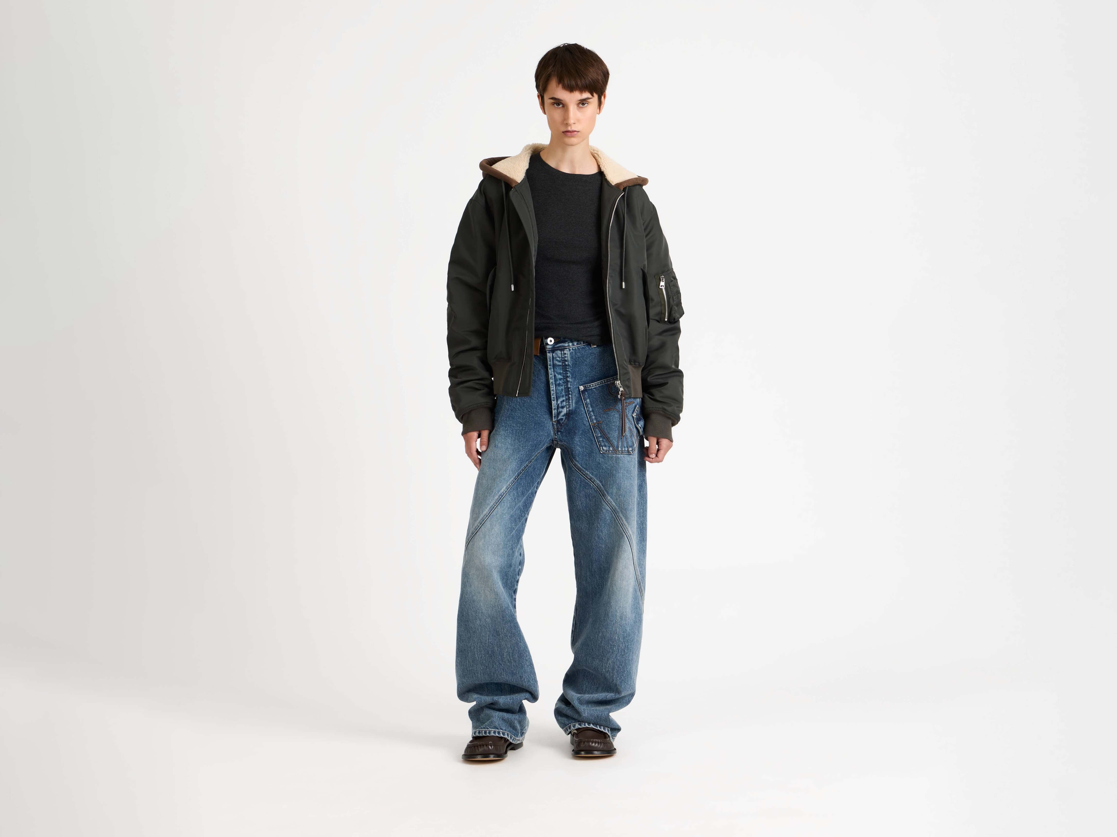 HOODED BOMBER JACKET IN DARK KHAKI - 2
