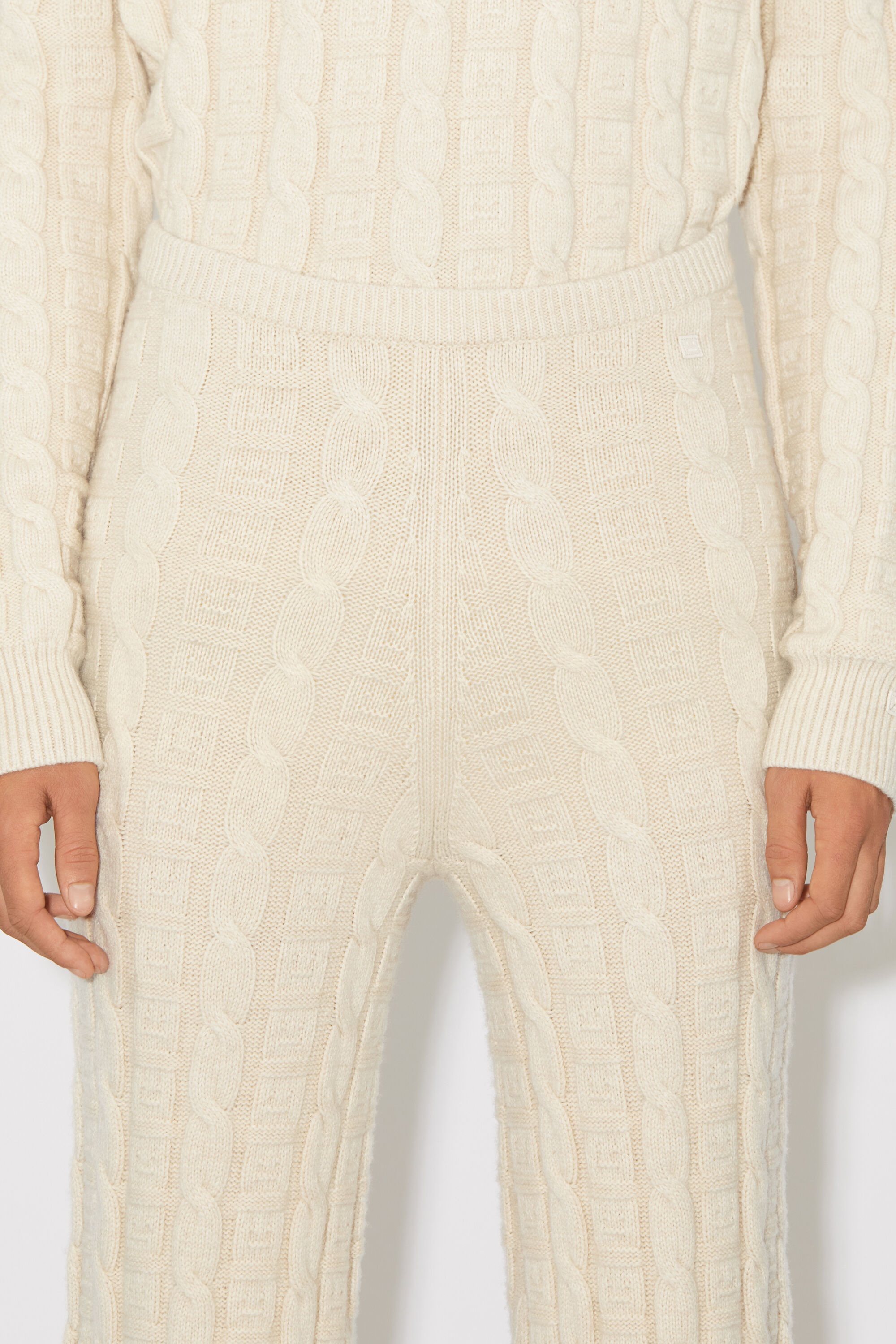 Cable wool trousers - Oatmeal melange - 5