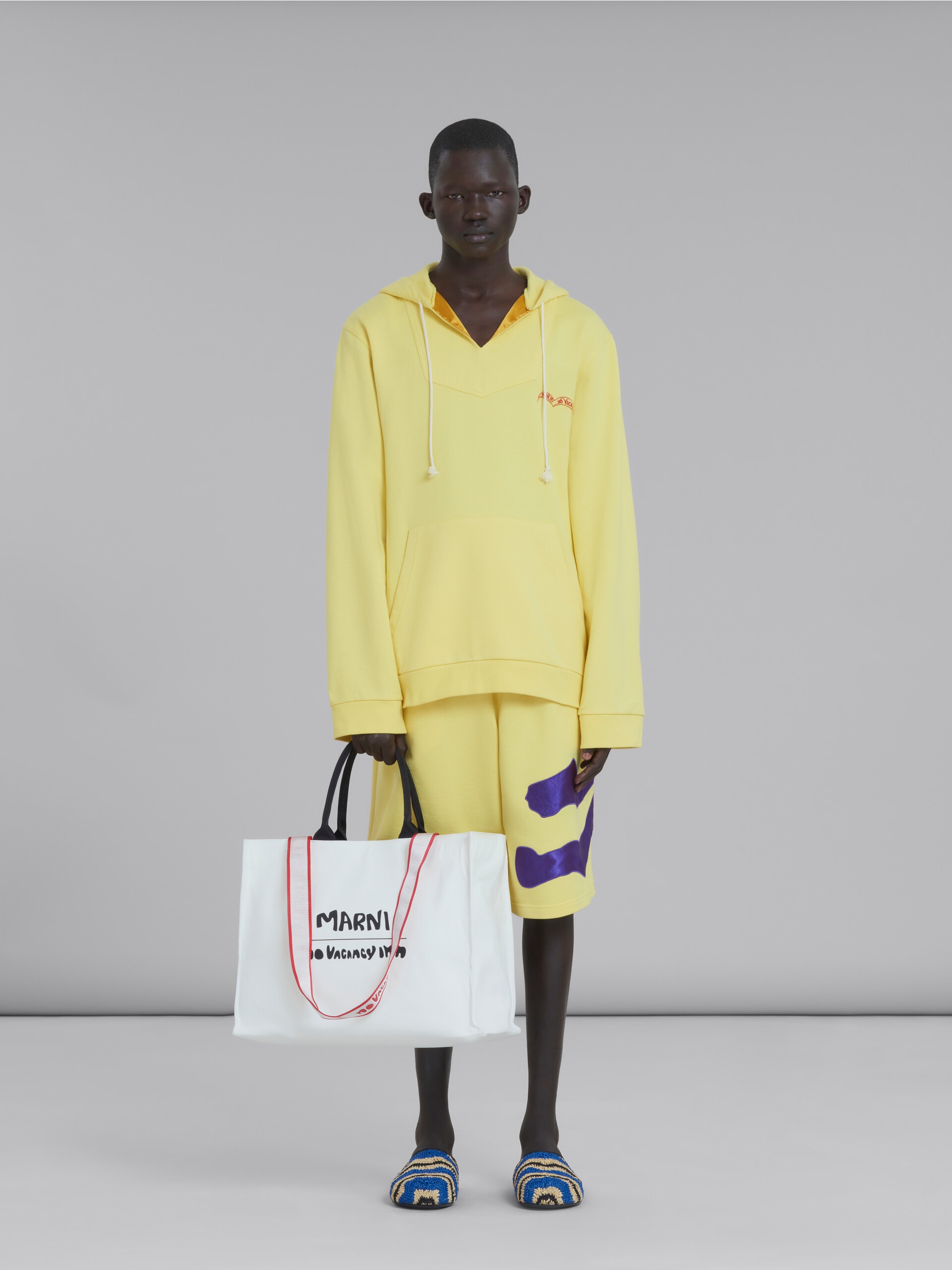 MARNI X NO VACANCY INN - BEY TOTE BAG IN WHITE CANVAS - 2