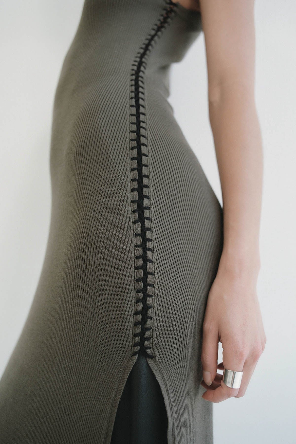 Stitch Detail Dress - Kelp - 6