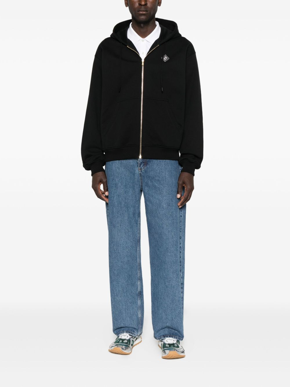 logo-patch zip-up hoodie - 2