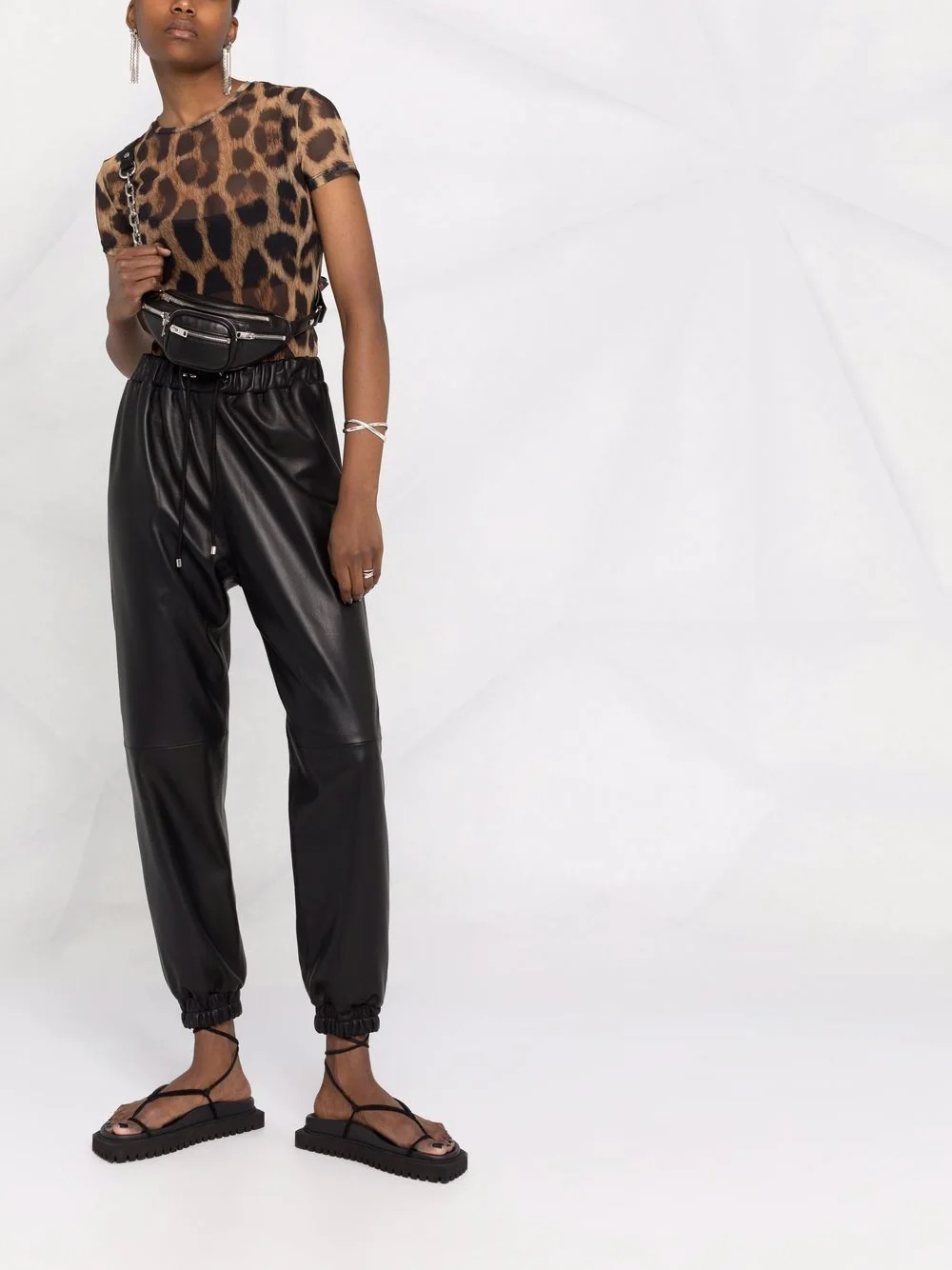 leather tapered trousers - 2