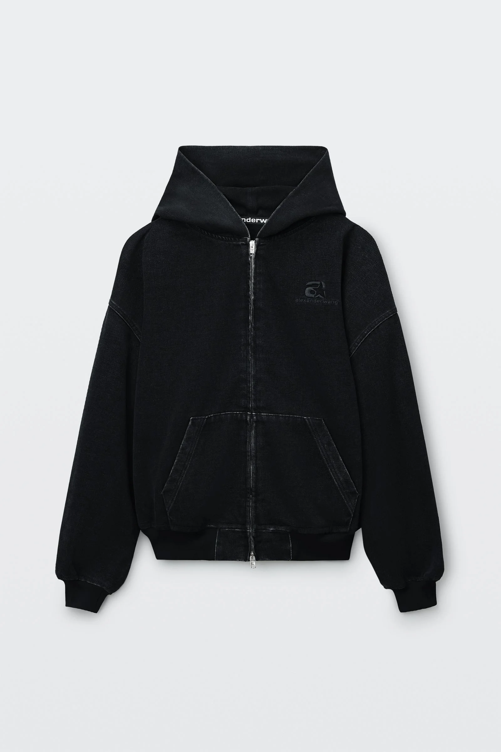 brushed denim oversized hoodie - 1