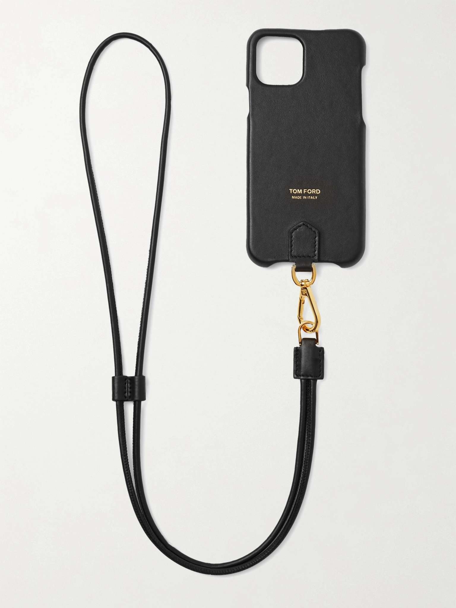 Logo-Print Leather iPhone 11 Pro Case with Lanyard - 1