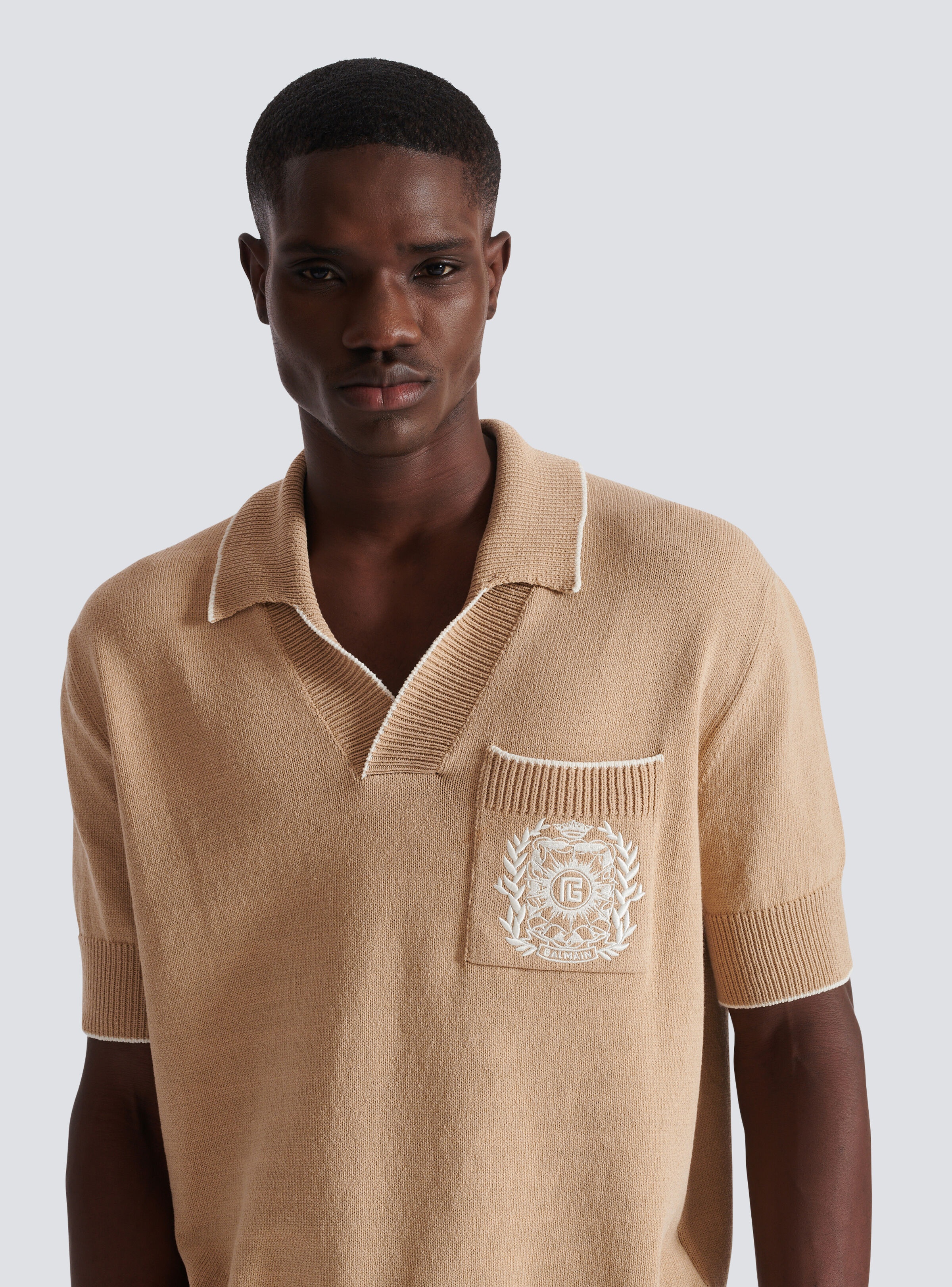 Balmain Écusson embroidered knit polo shirt - 7