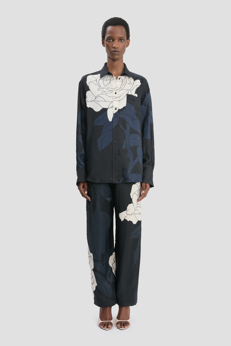 Victoria Beckham Pyjama Shirt In Navy Floral Print outlook