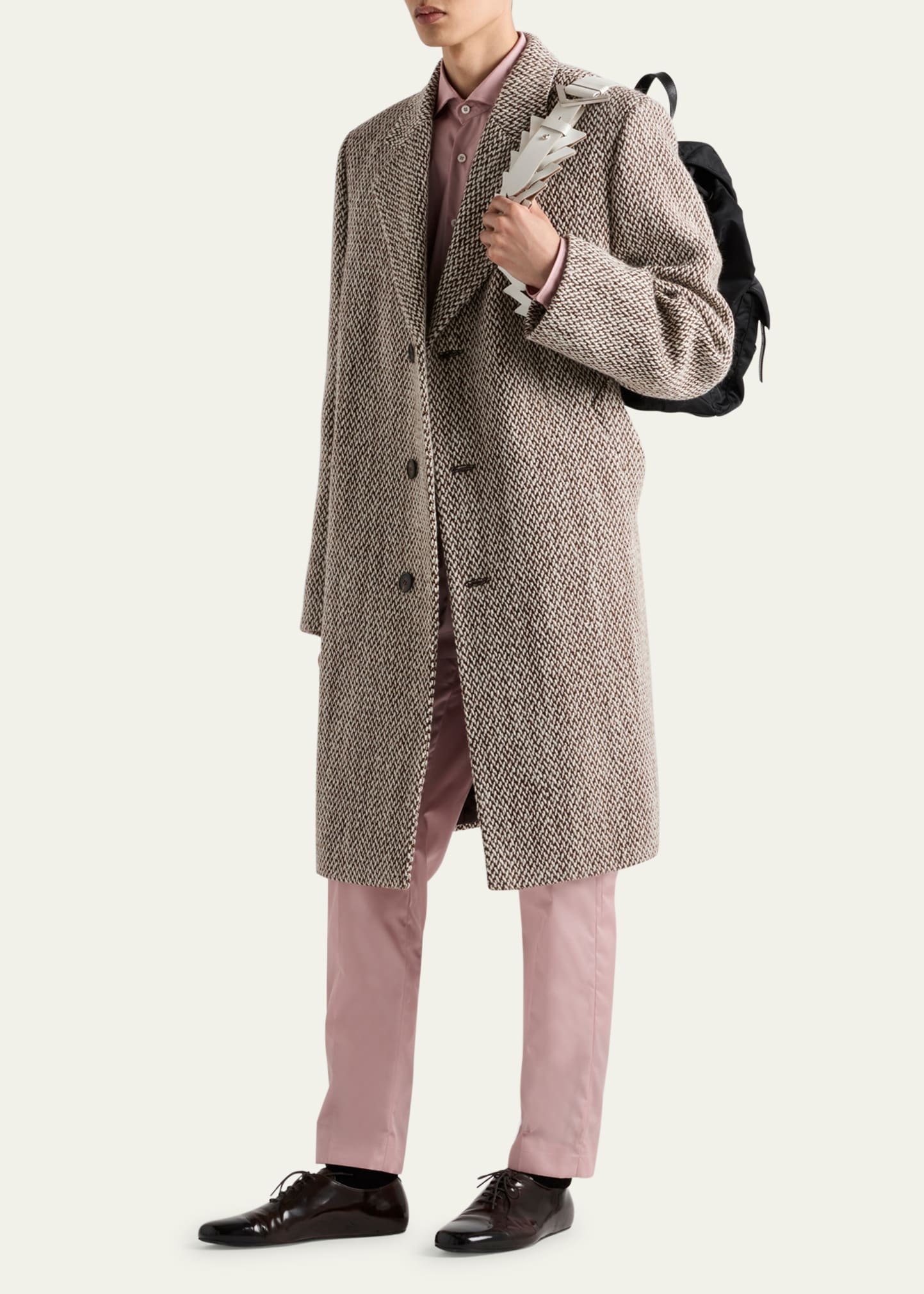 Men's Tweed Overcoat - 4