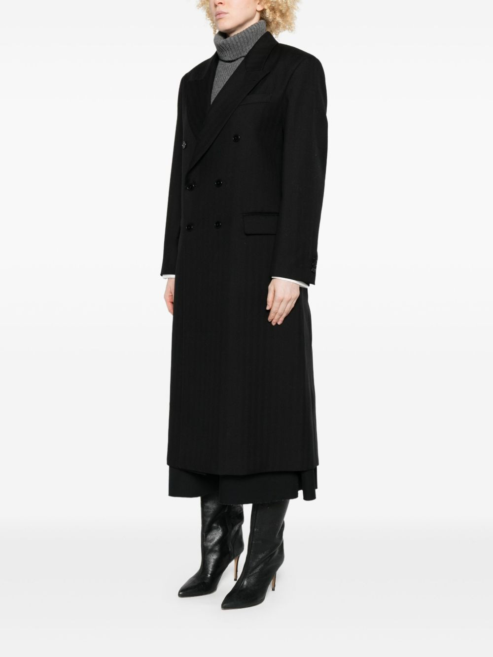 double-breasted pinstripe coat - 3