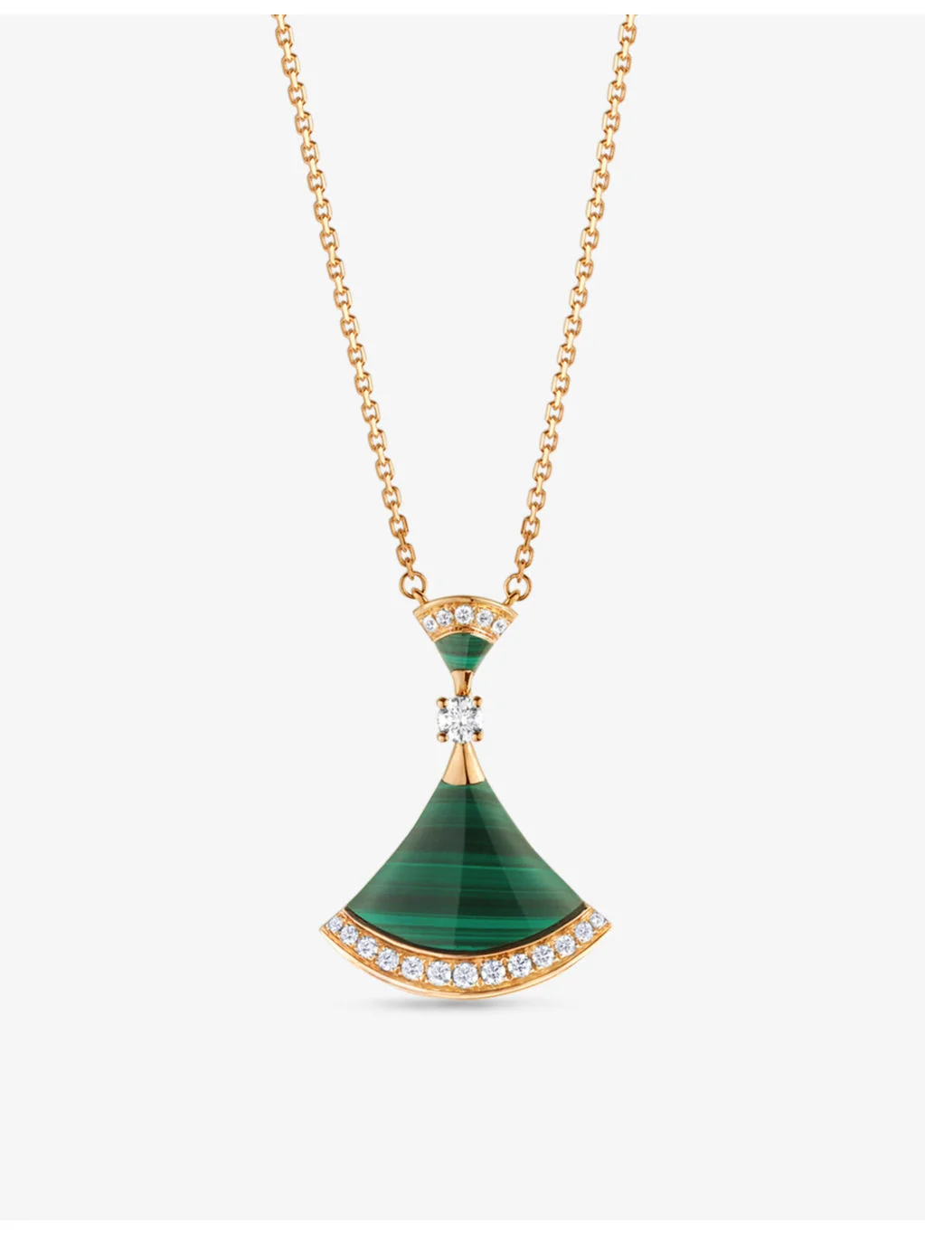 Divas' Dream 18ct rose-gold, 0.28 brilliant-cut diamond and malachite pendant necklace - 1