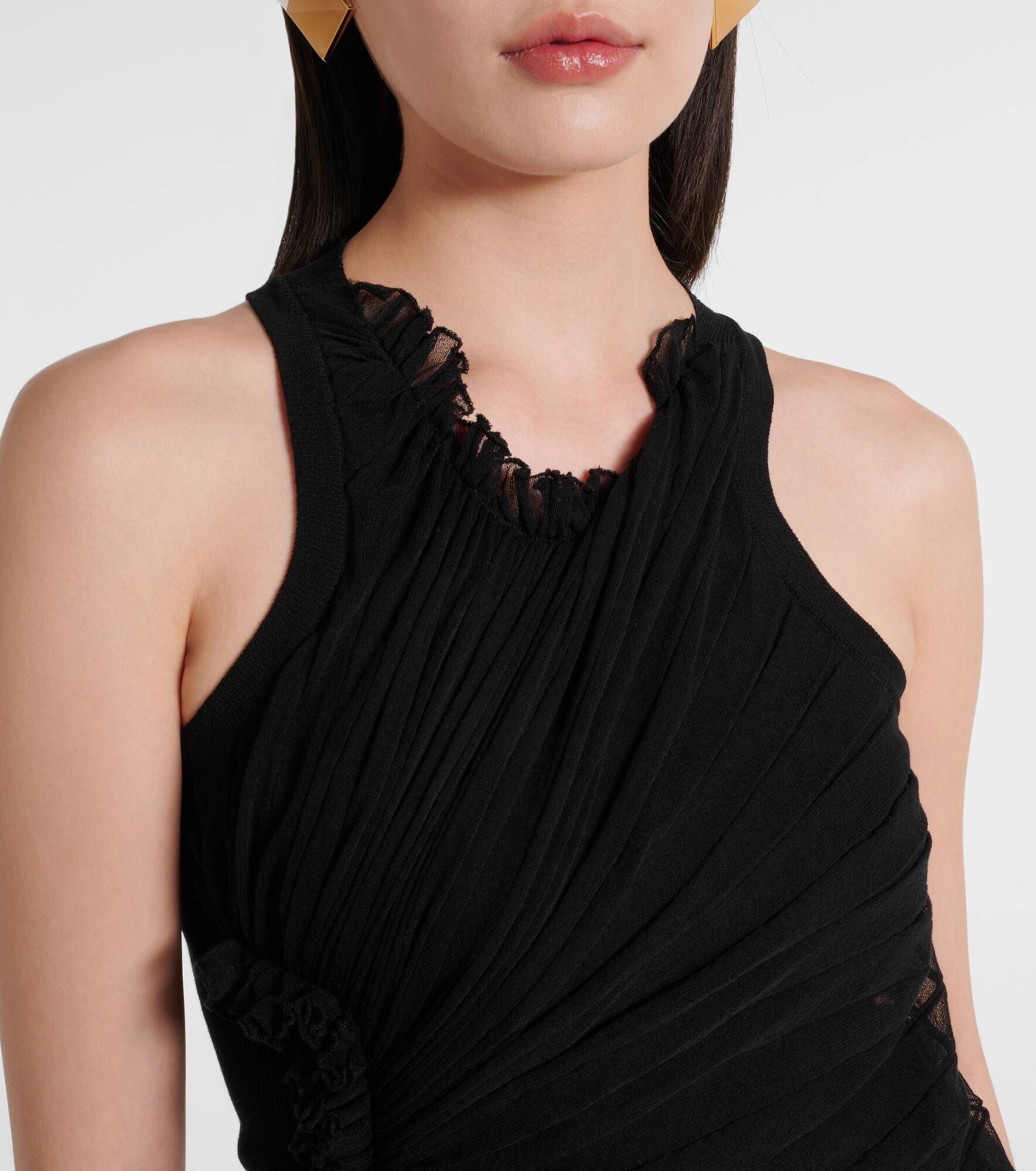 Gathered sheer tulle maxi dress - 4