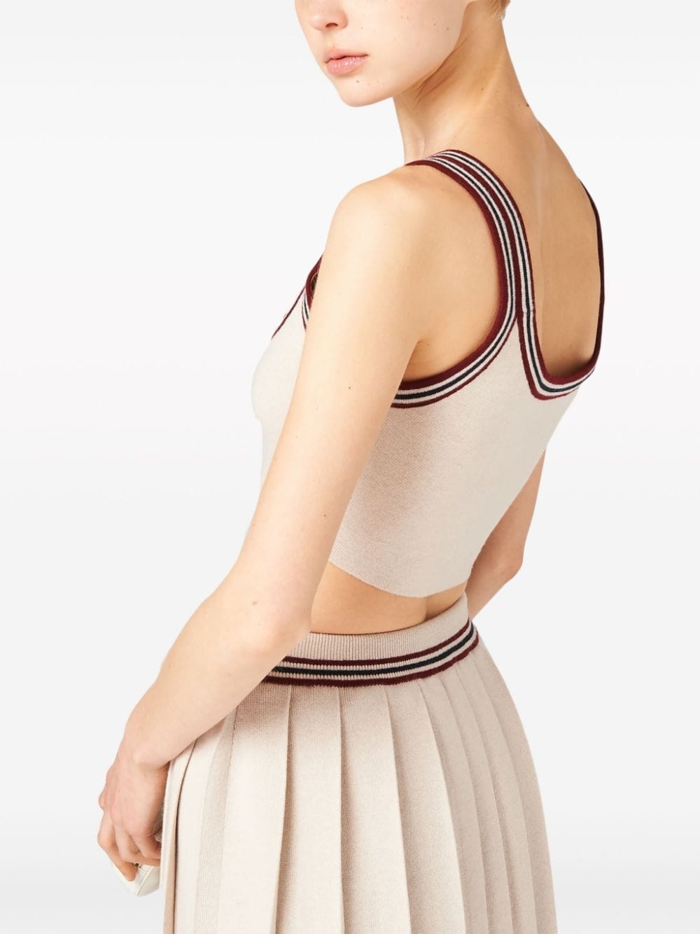 stripe-trim cashmere cropped top - 5