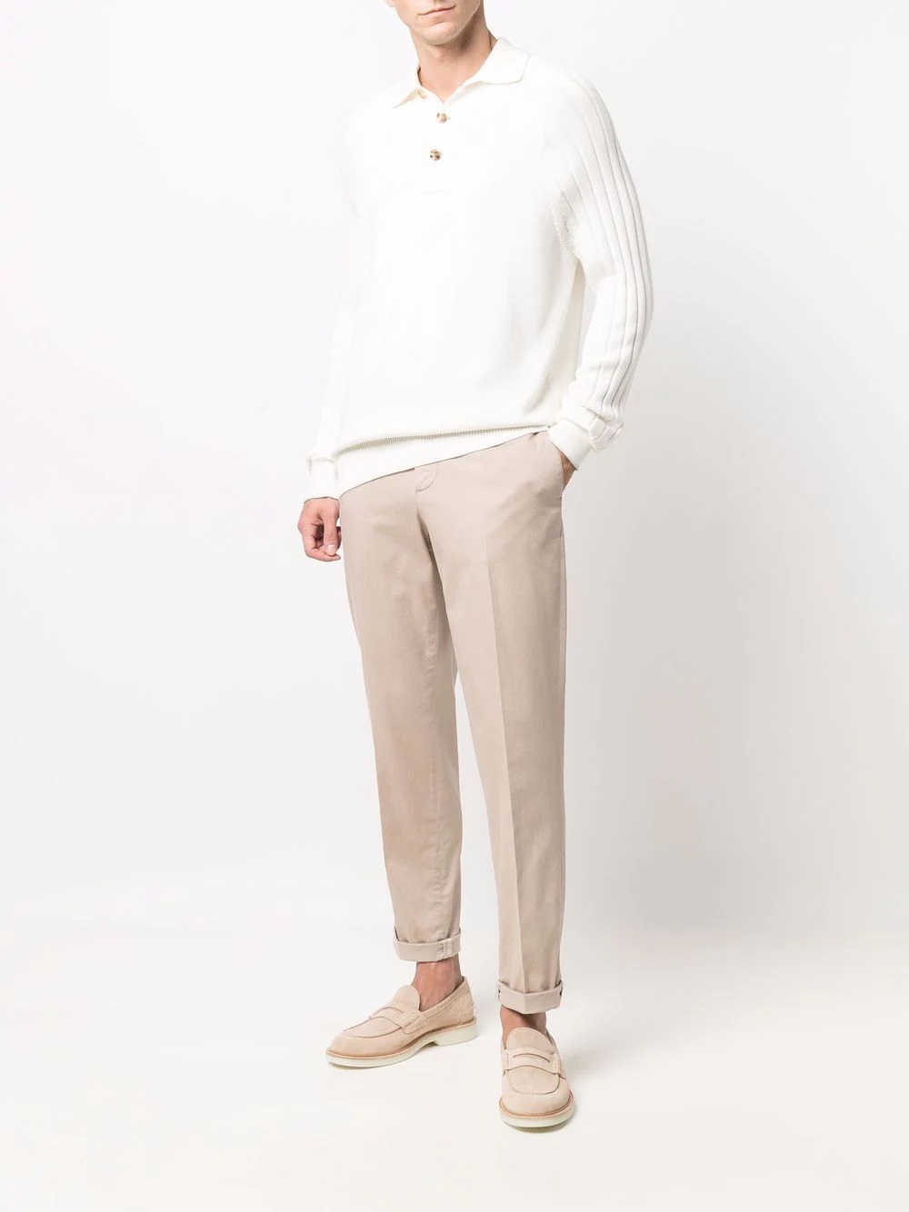 ribbed-knit polo sweater - 2