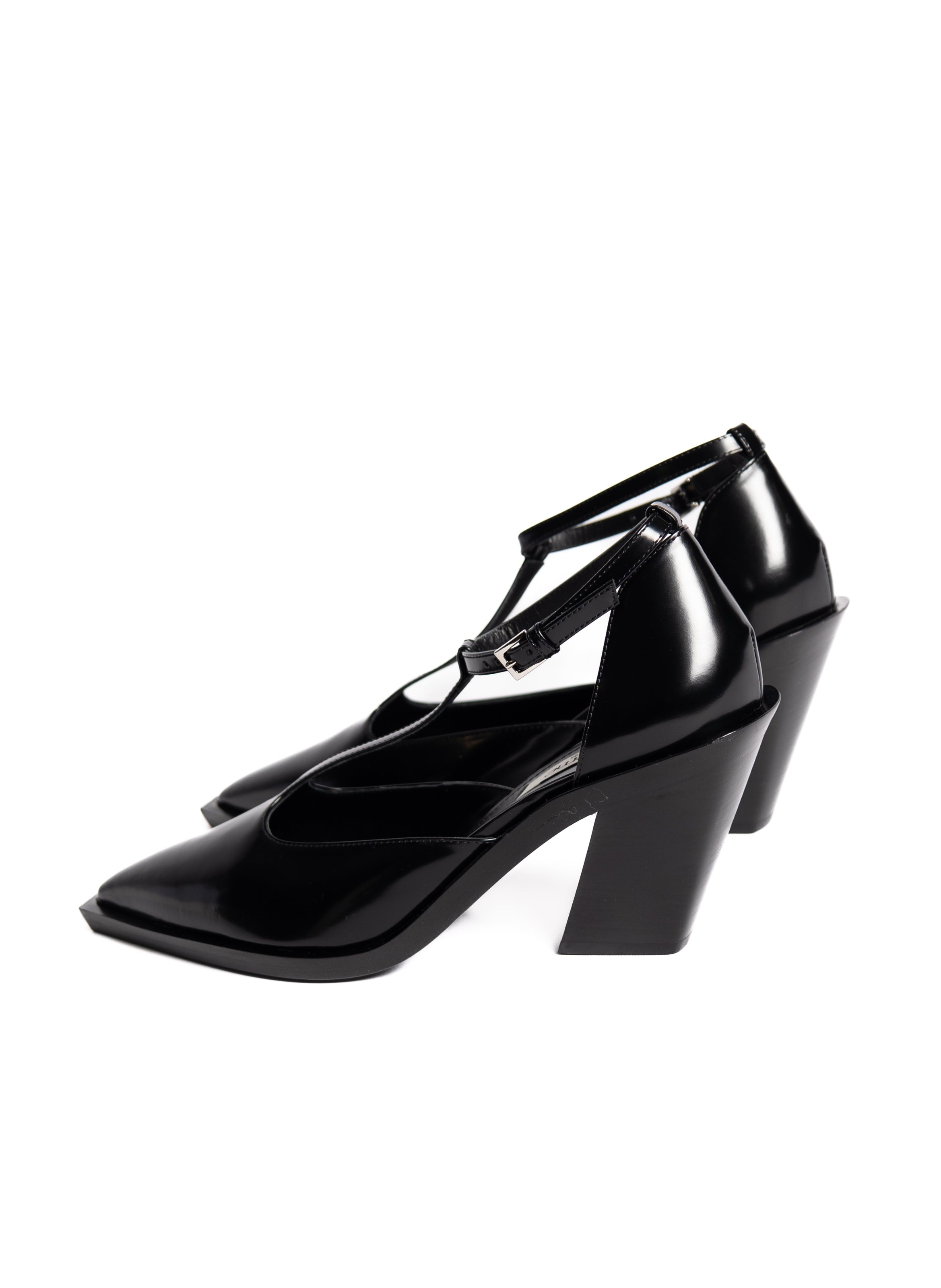 Eclair T-strap Mary Jane Semi Patent Black - 4