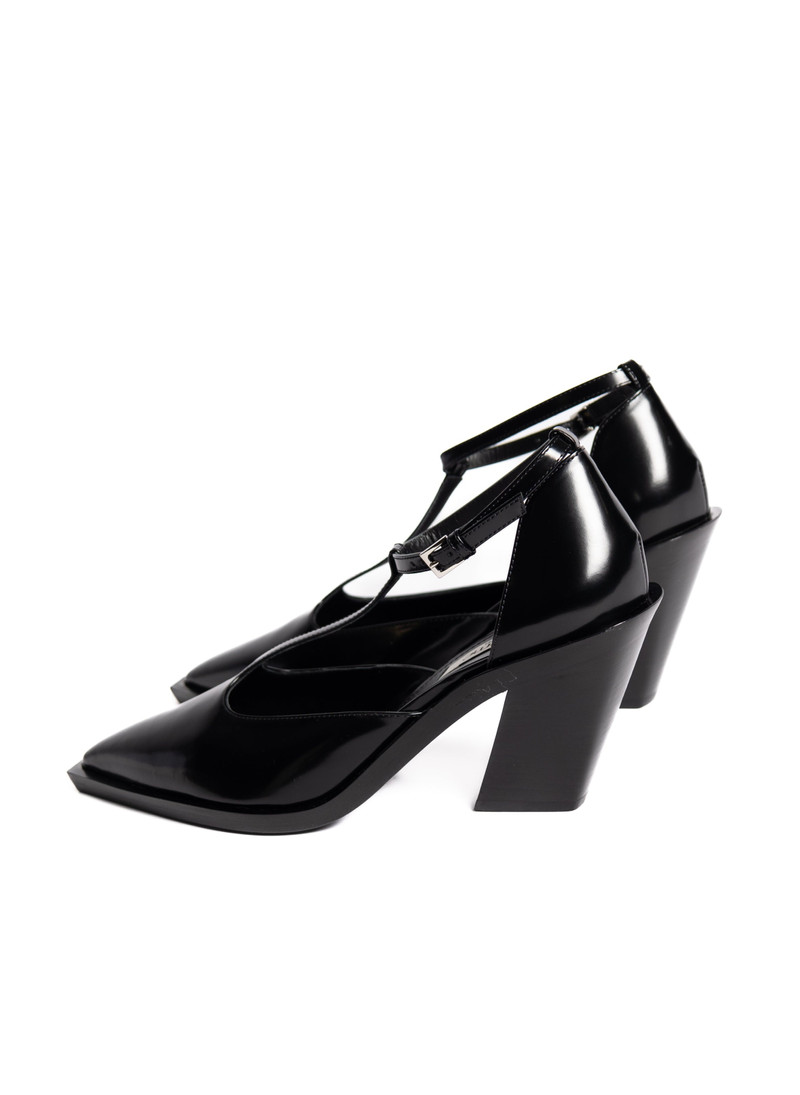 Eclair T-strap Mary Jane Semi Patent Black 4