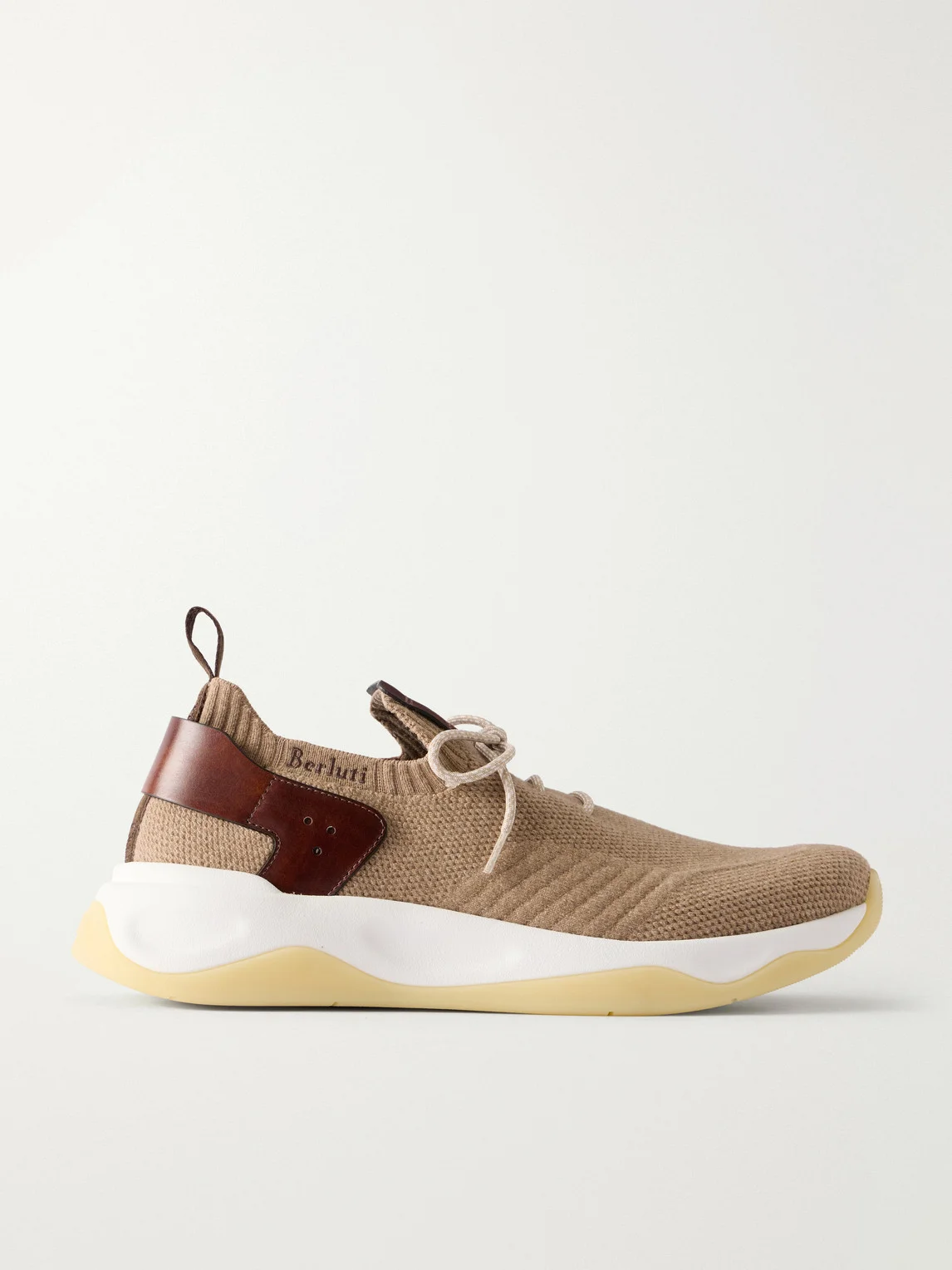 Shadow Leather-Trimmed Stretch-Cashmere Sneakers - 1