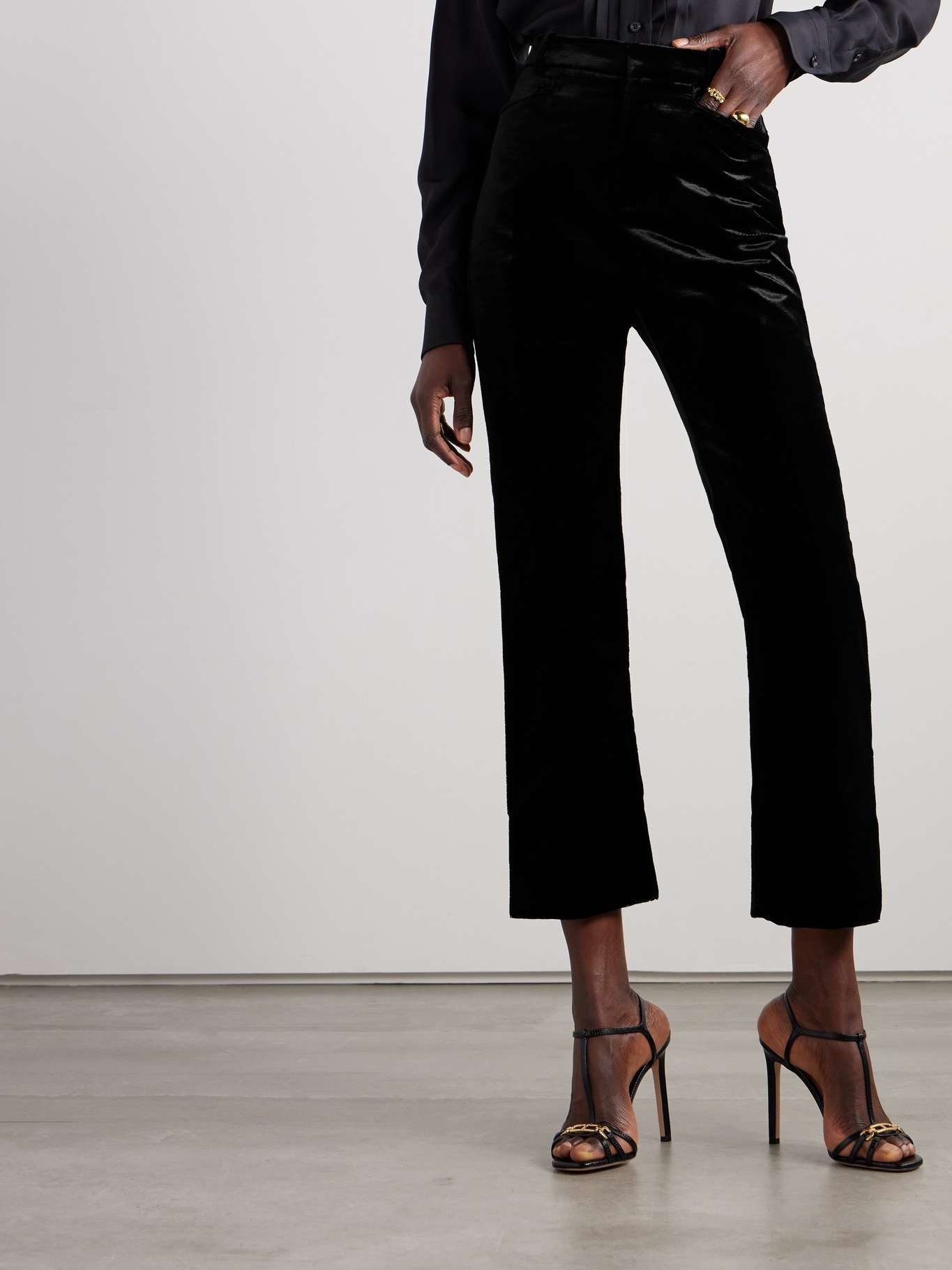 Textured-velvet straight-leg pants - 3