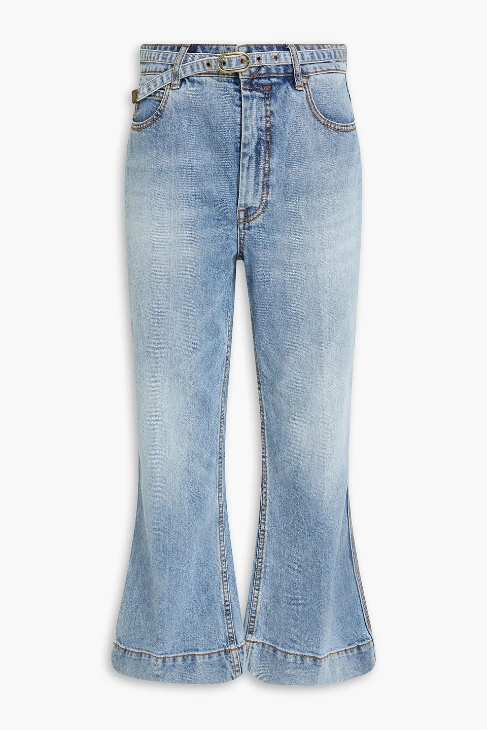 Belted high-rise kick-flare jeans - 1