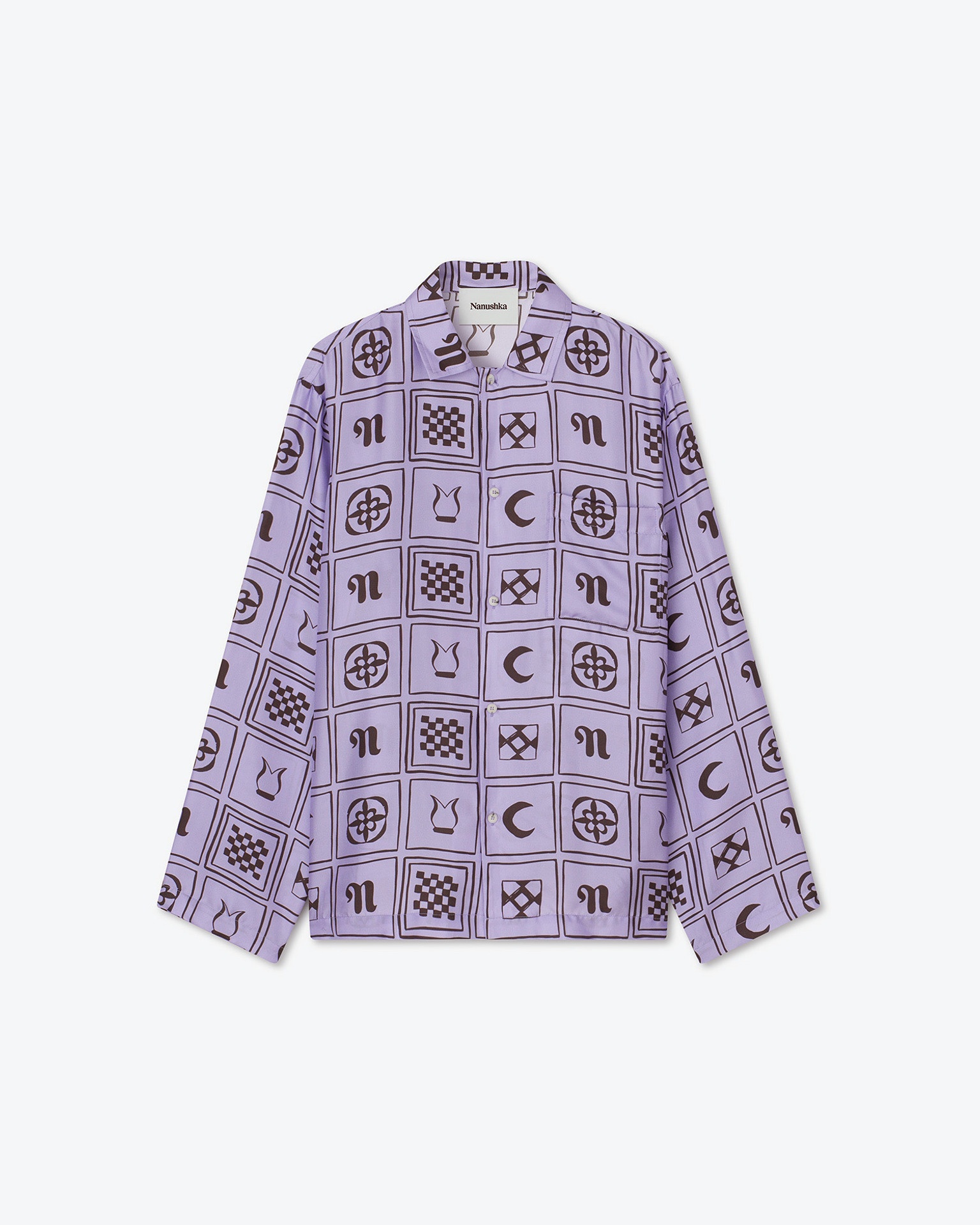 JELMER - Long-sleeve silk-twill shirt - Lilac - 1