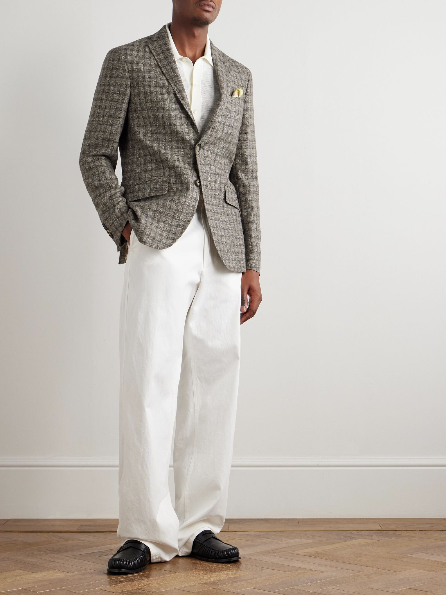 Roma Checked Wool, Linen and Cashmere-Blend Tweed Blazer Multi - 2