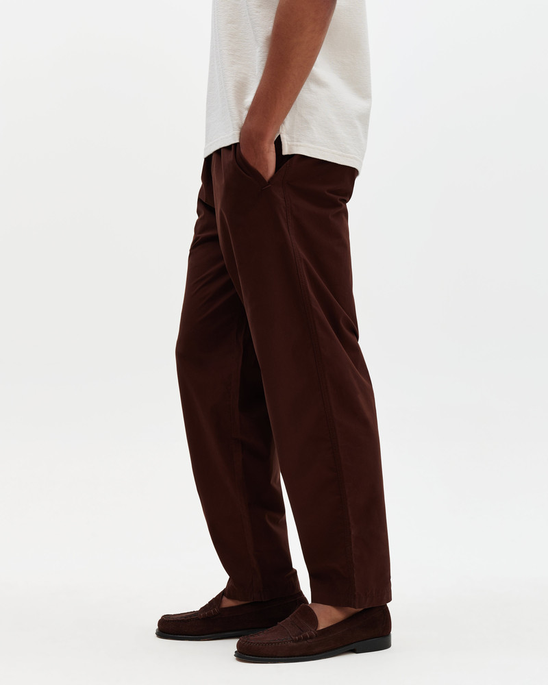 Tyne - Dark Brown Cotton Poplin Loose Fit Trousers 5