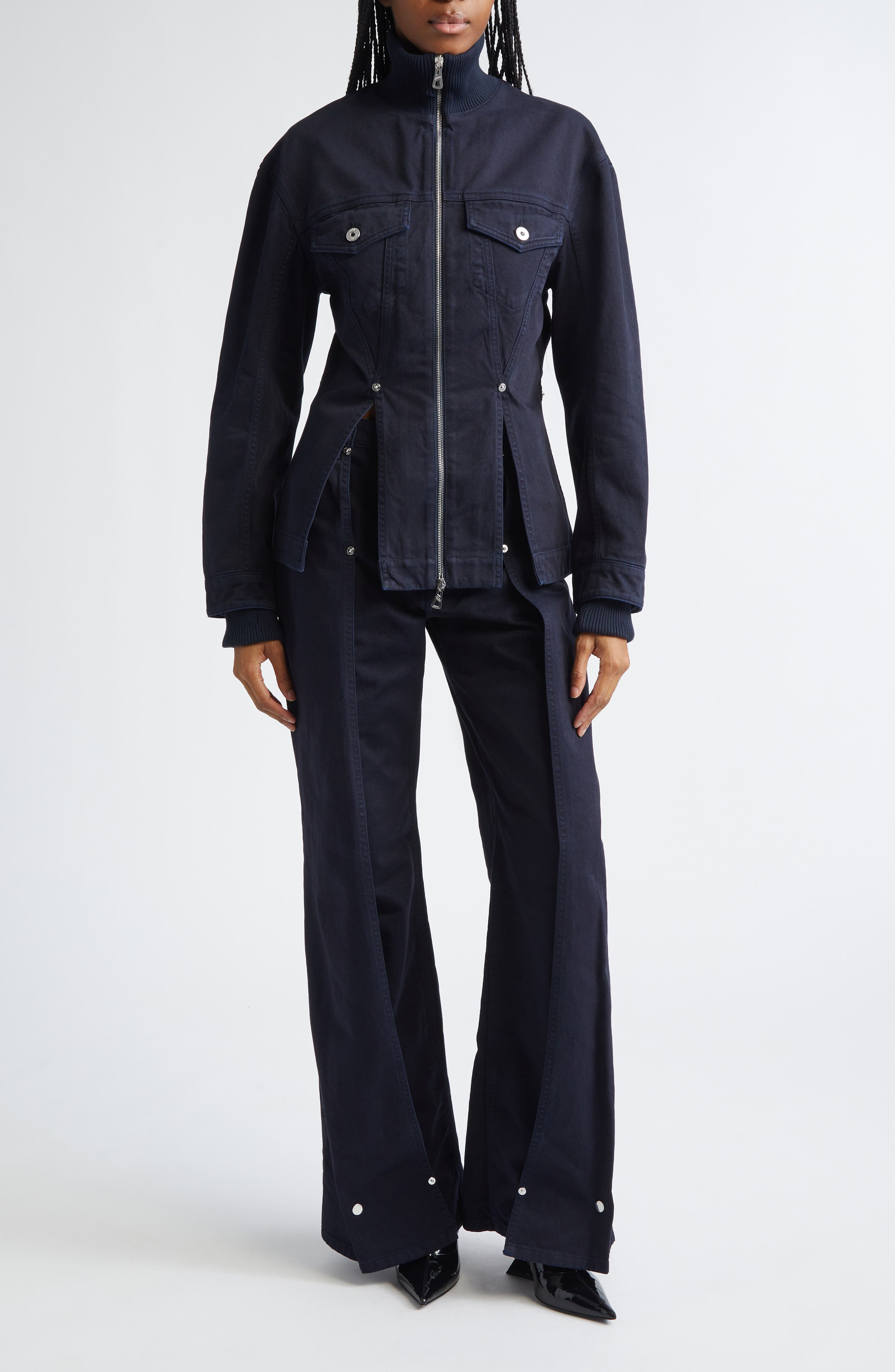 Jean Paul Gaultier Overdye Fitted Denim Jacket in Navy at Nordstrom - 2