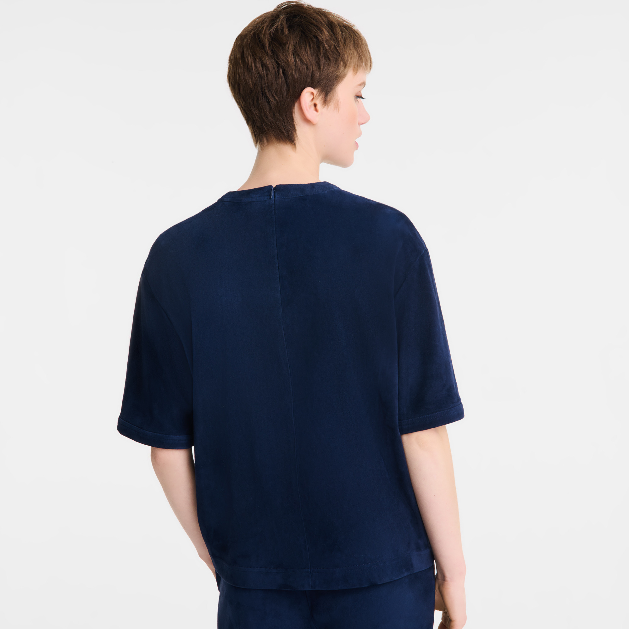Short leather top Navy - Leather - 3