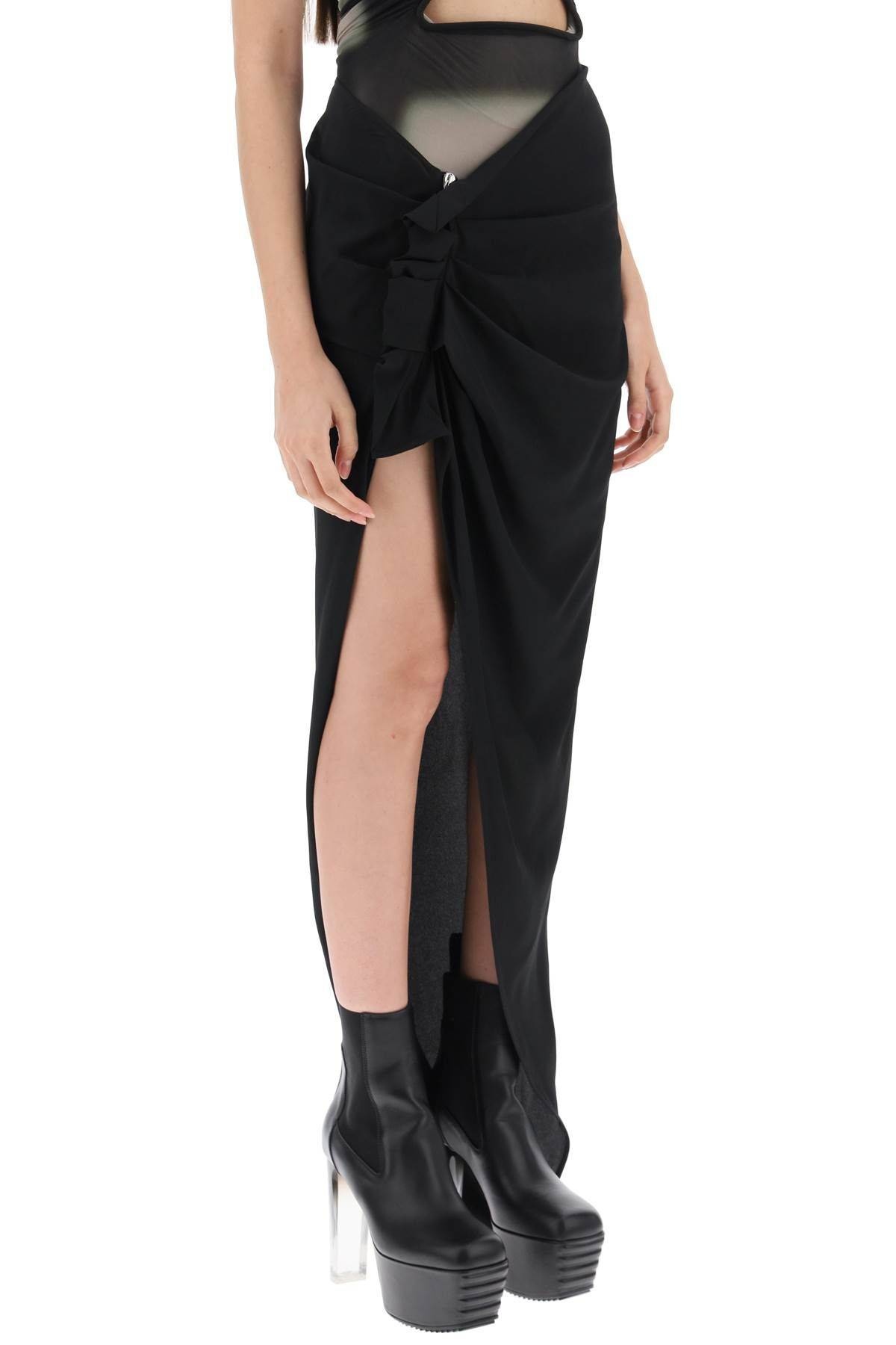 DRAPED SKIRT WITH SLIT AND TRAIN - 4