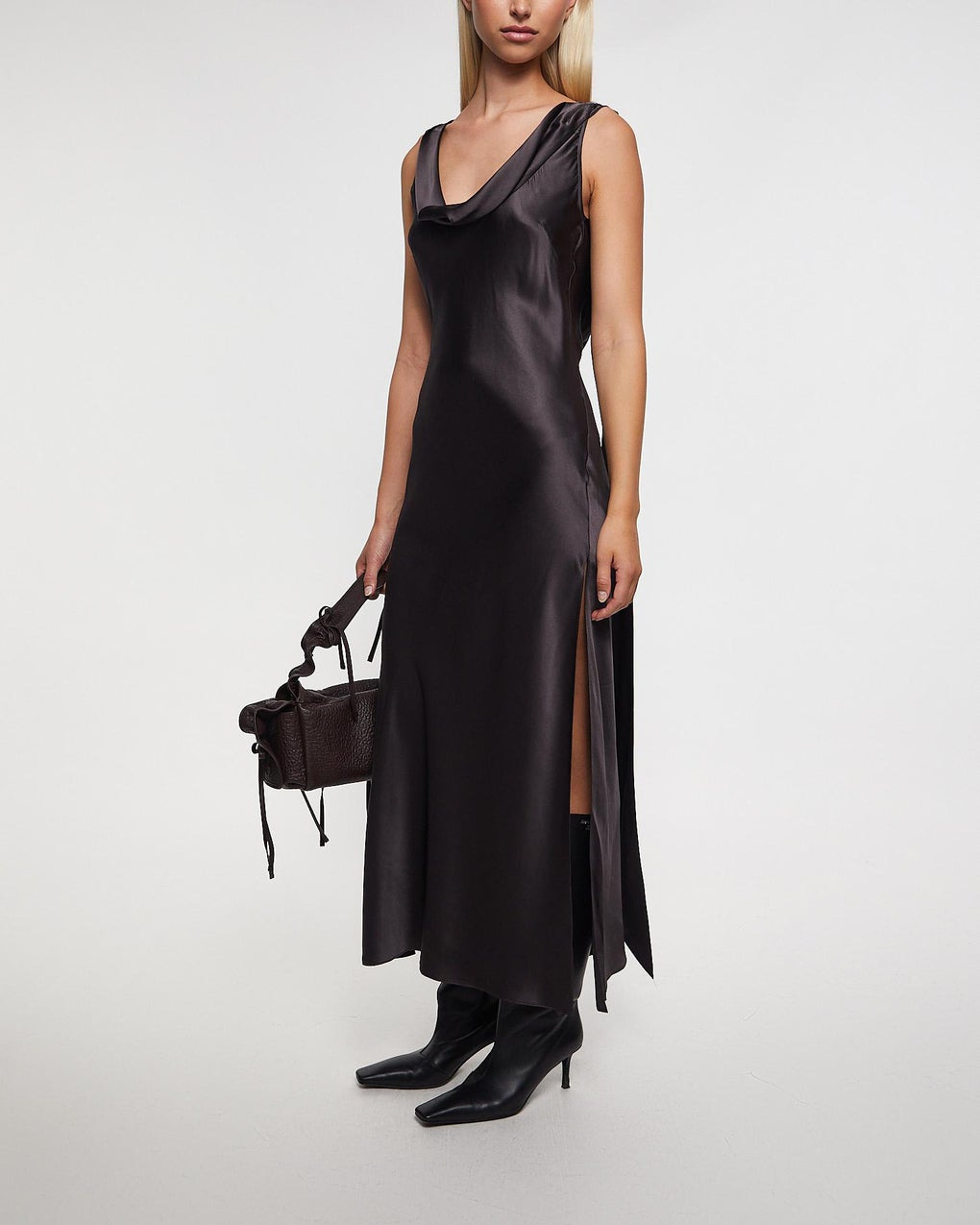 Dress Satin Midi Grey - 3