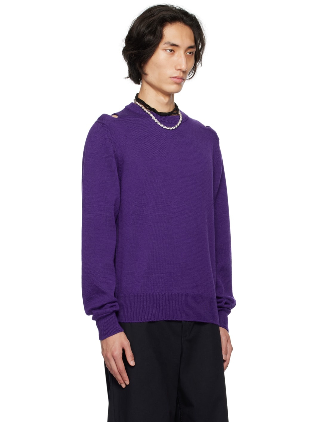 Purple Cutout Sweater - 2