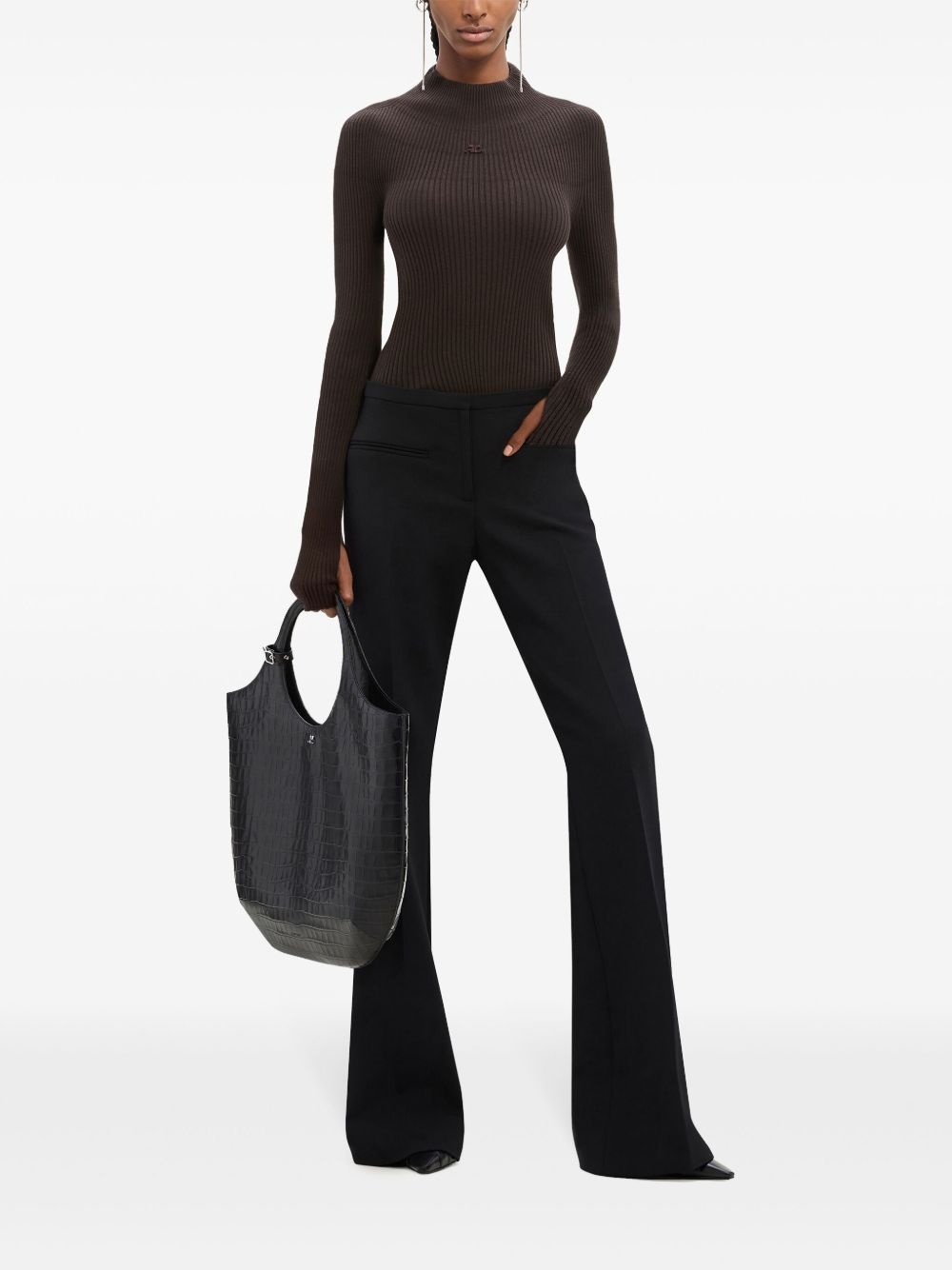 logo-embroidered ribbed bodysuit - 2