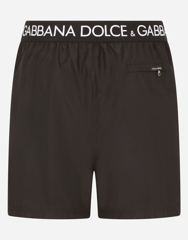 Dolce & Gabbana Mid-length swim trunks with branded stretch waistband outlook