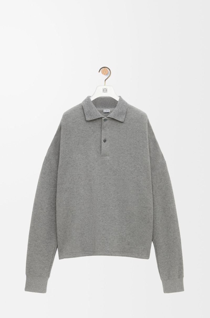 Polo sweatshirt in cotton and cashmere 1